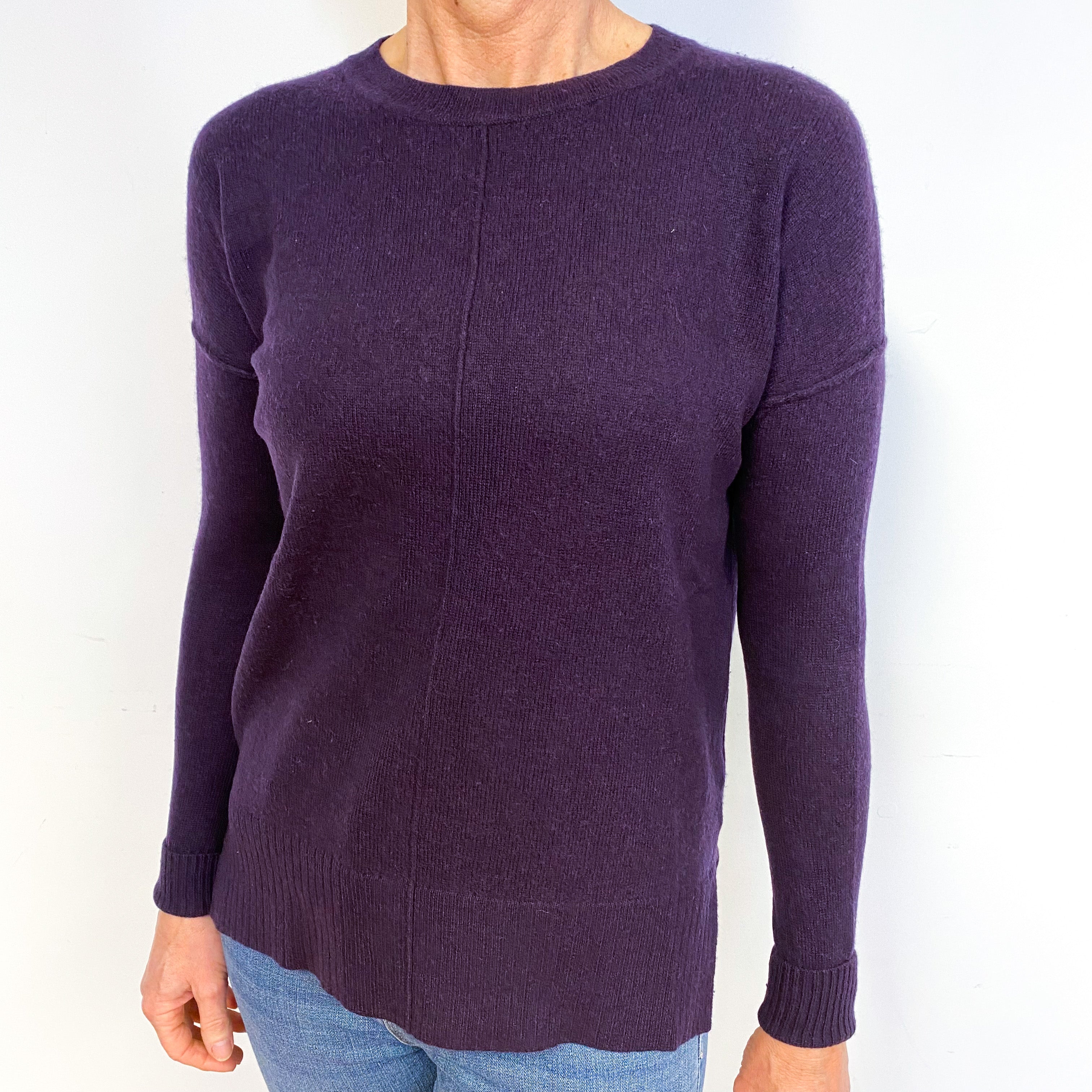 Aubergine Purple Cashmere Crew Neck Jumper Medium