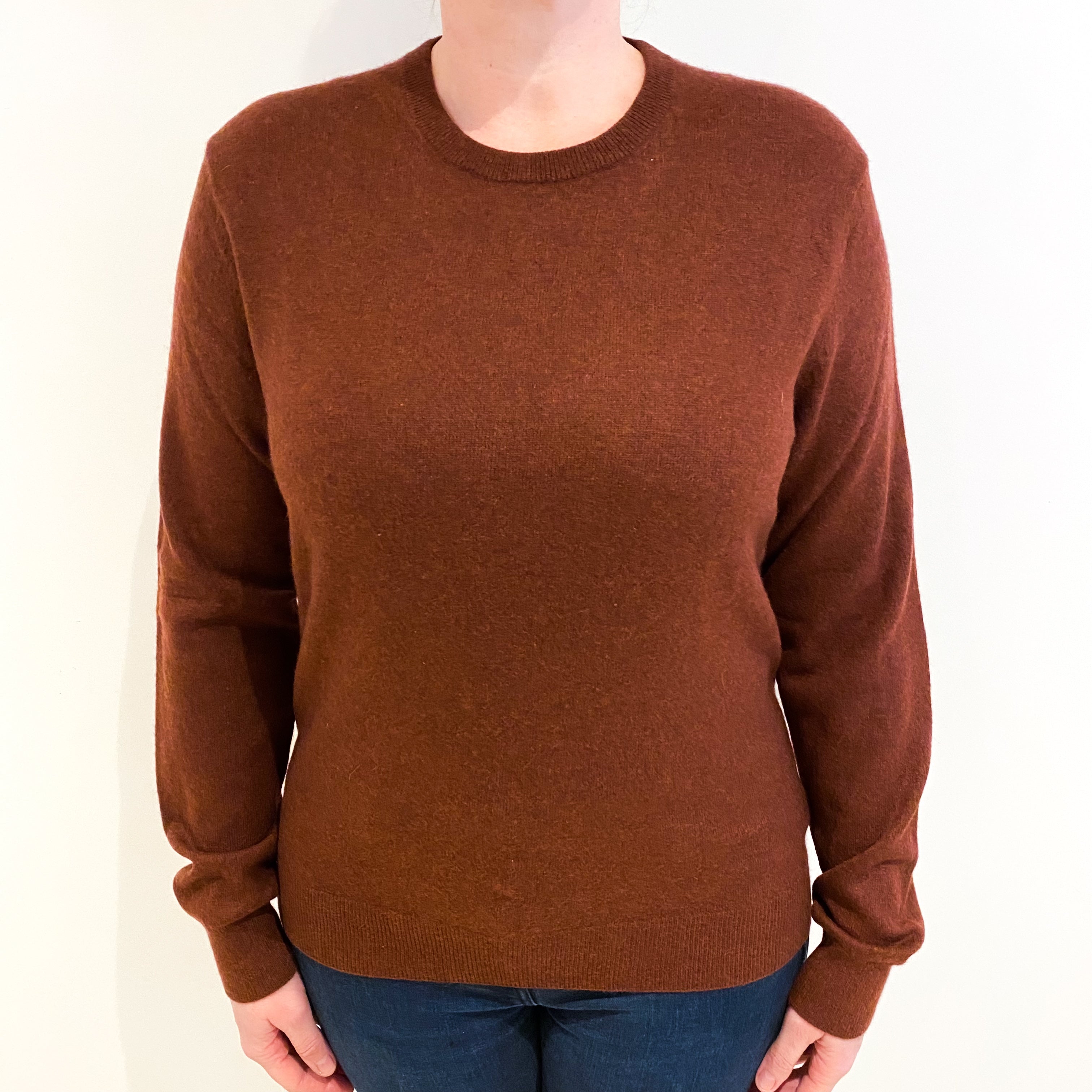 Rust Red Cashmere Crew Neck Jumper Large