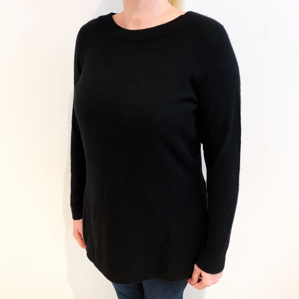 Black Cashmere Slash Neck Jumper Large