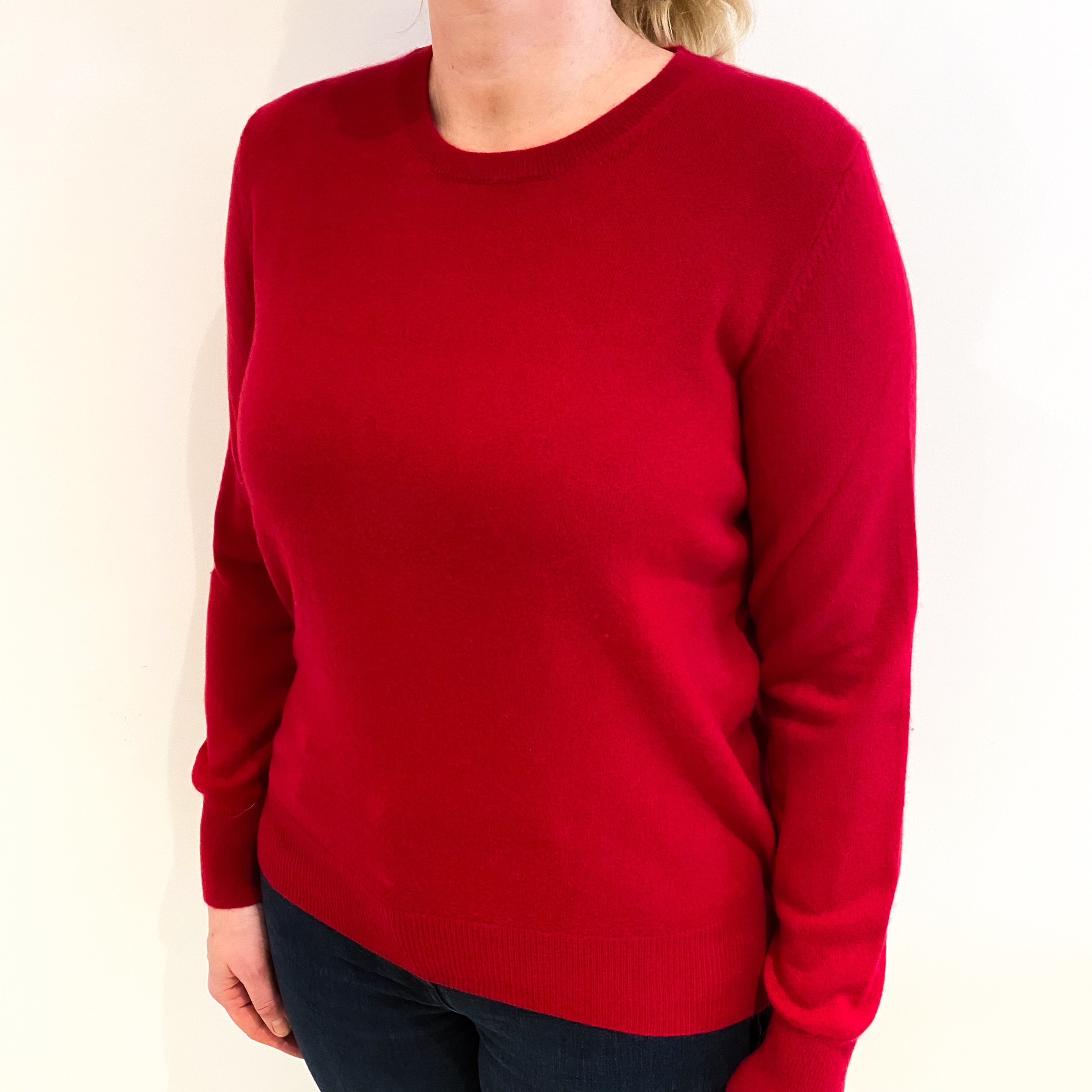 Ruby Red Cashmere Crew Neck Jumper Large