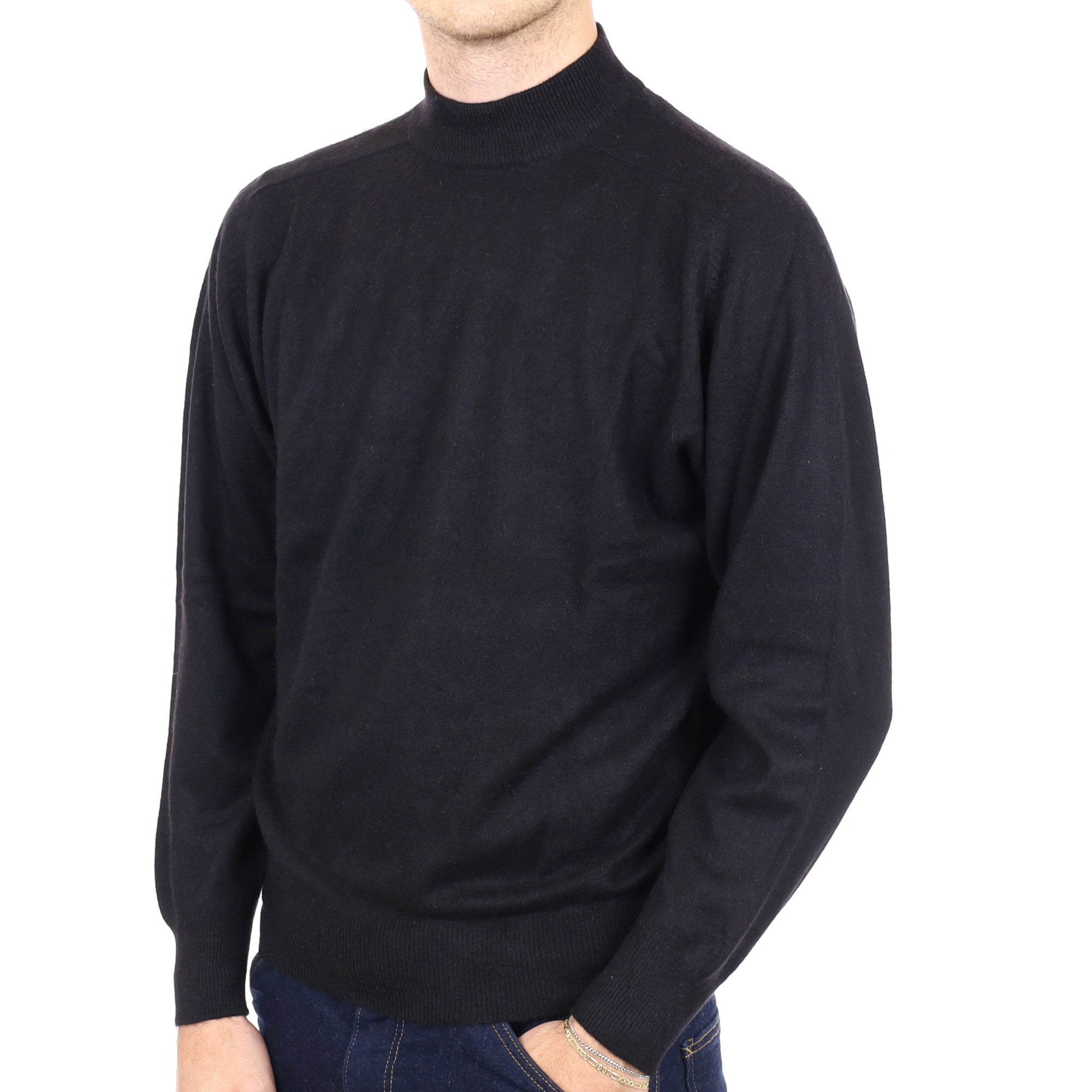 Men's Black Cashmere Turtle Neck Jumper Large