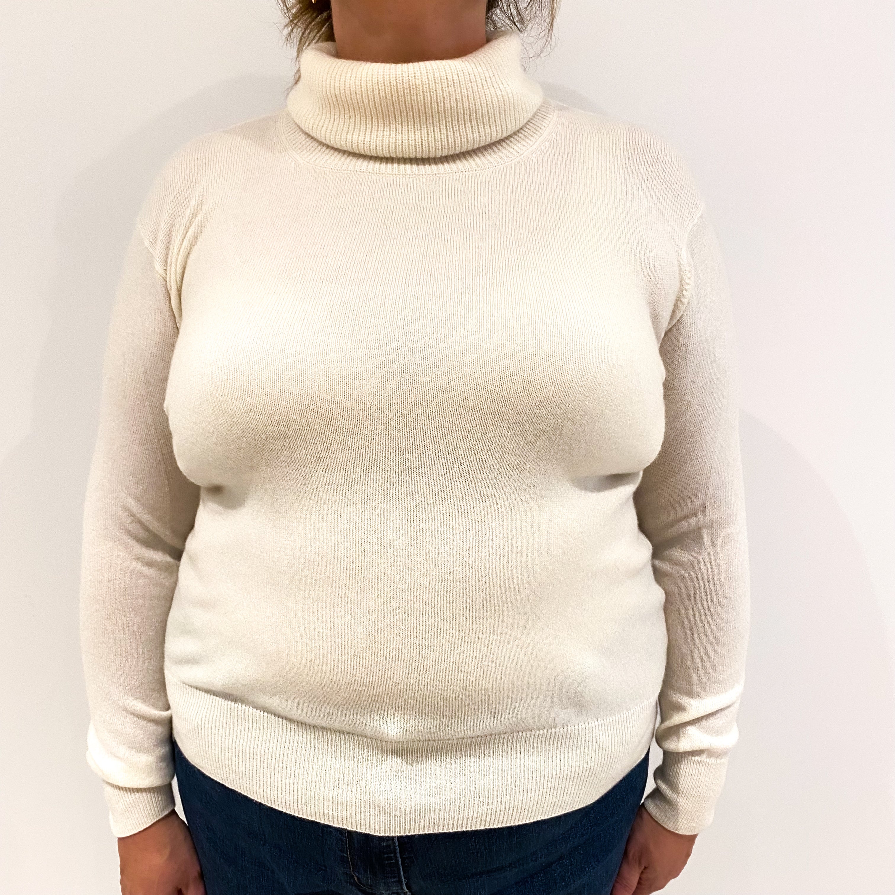 Cream Cashmere Polo Neck Jumper Extra Large