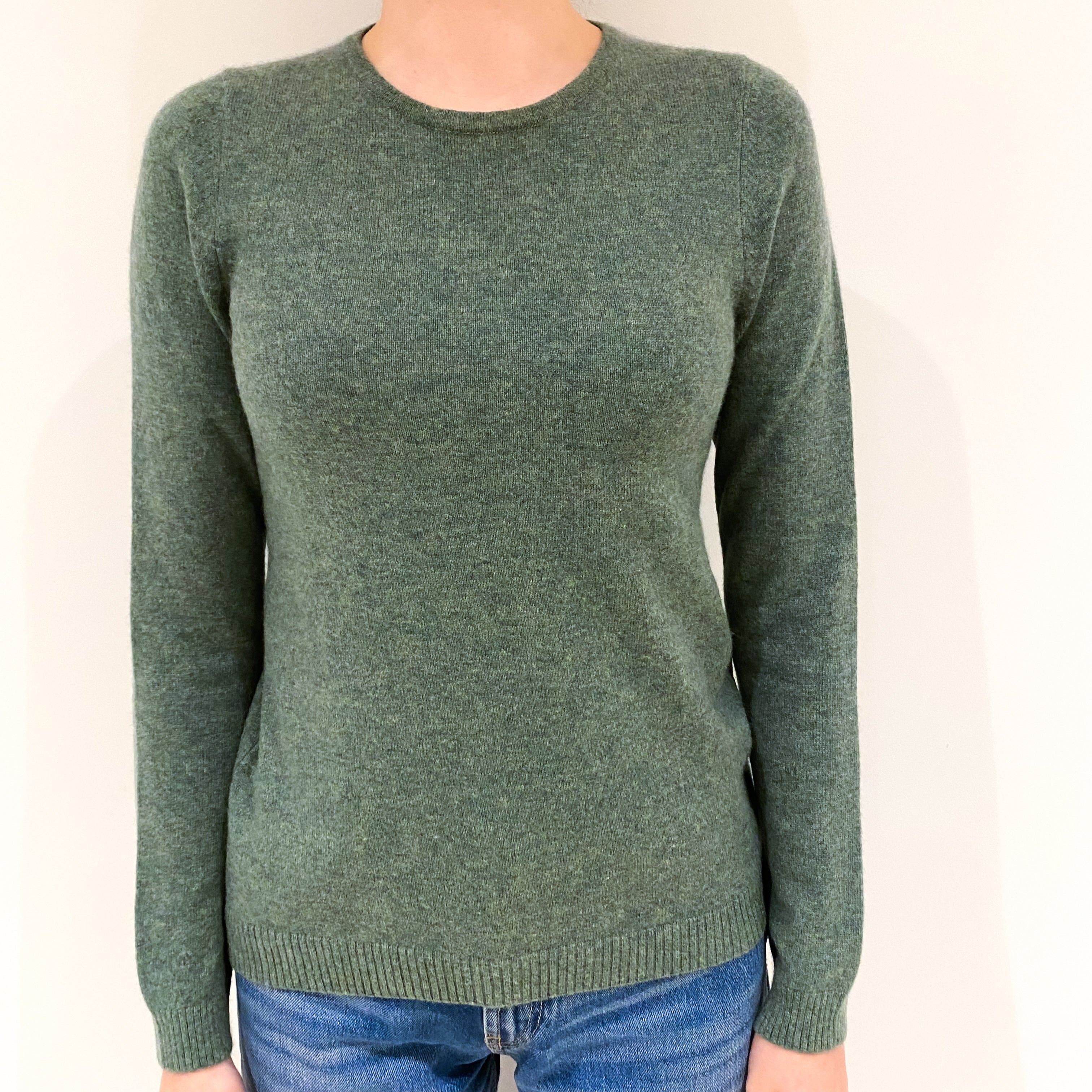 Spruce Green Cashmere Crew Neck Jumper Extra Small
