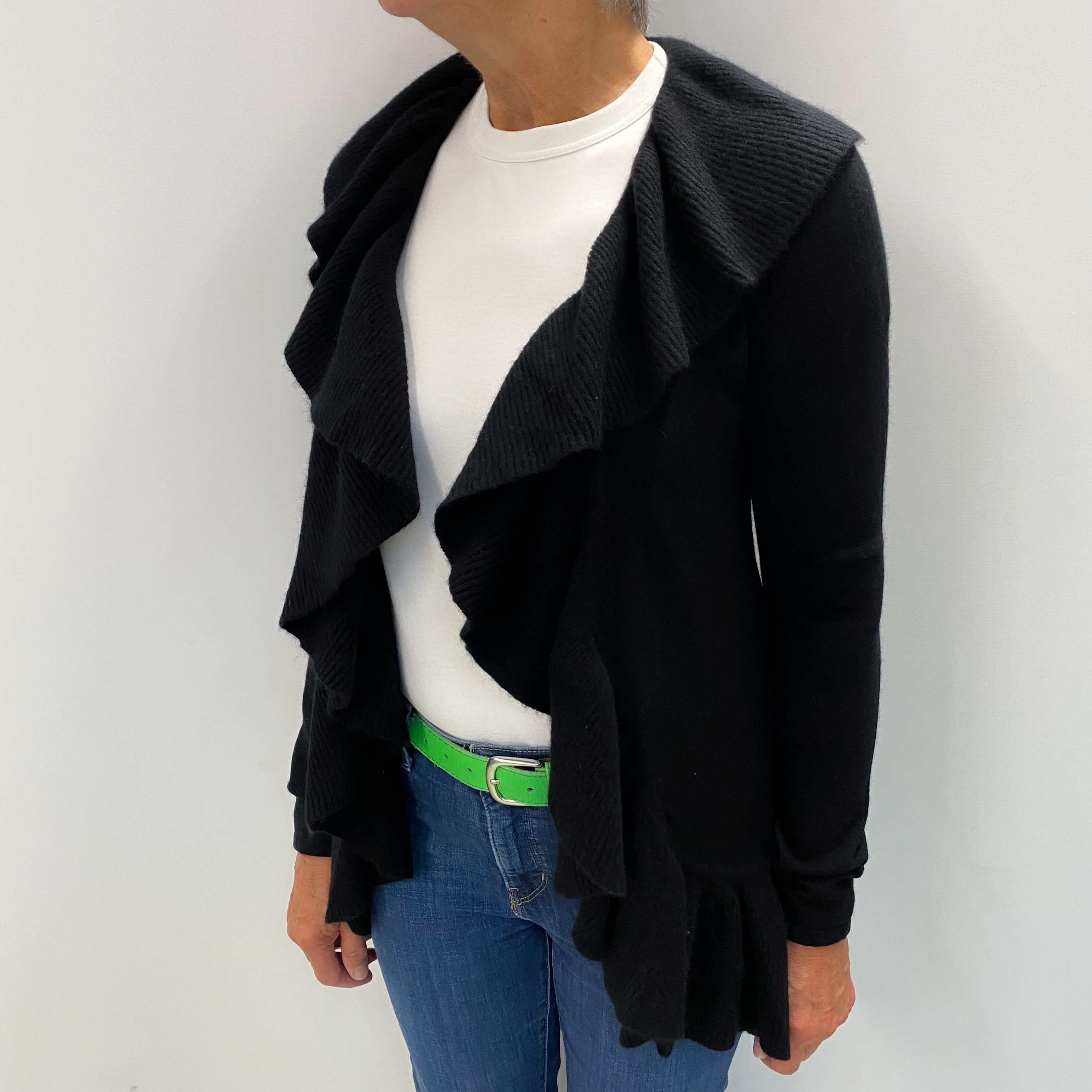 Black Cashmere Edge To Edge Cardigan Medium