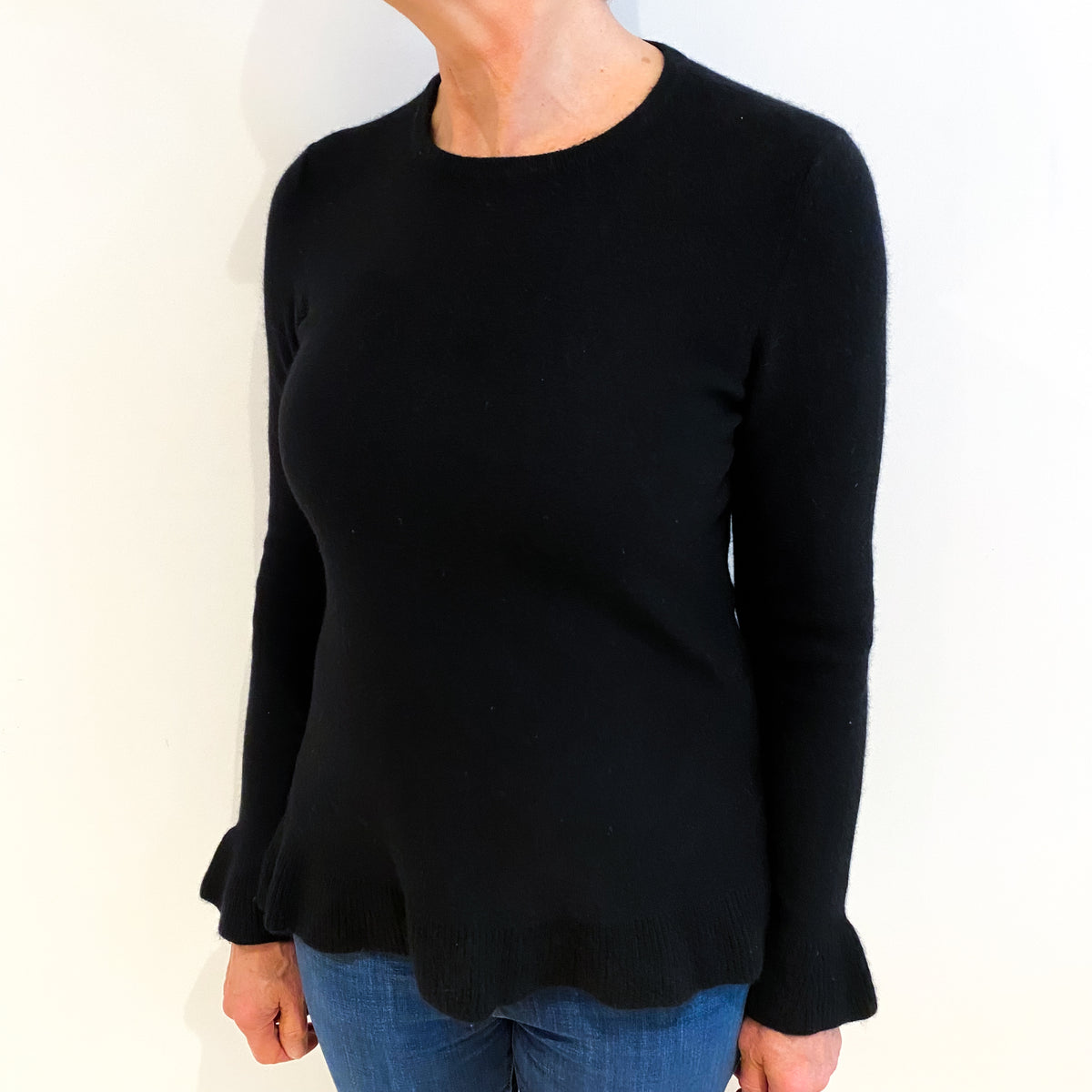 Black Cashmere Crew Neck Jumper Medium