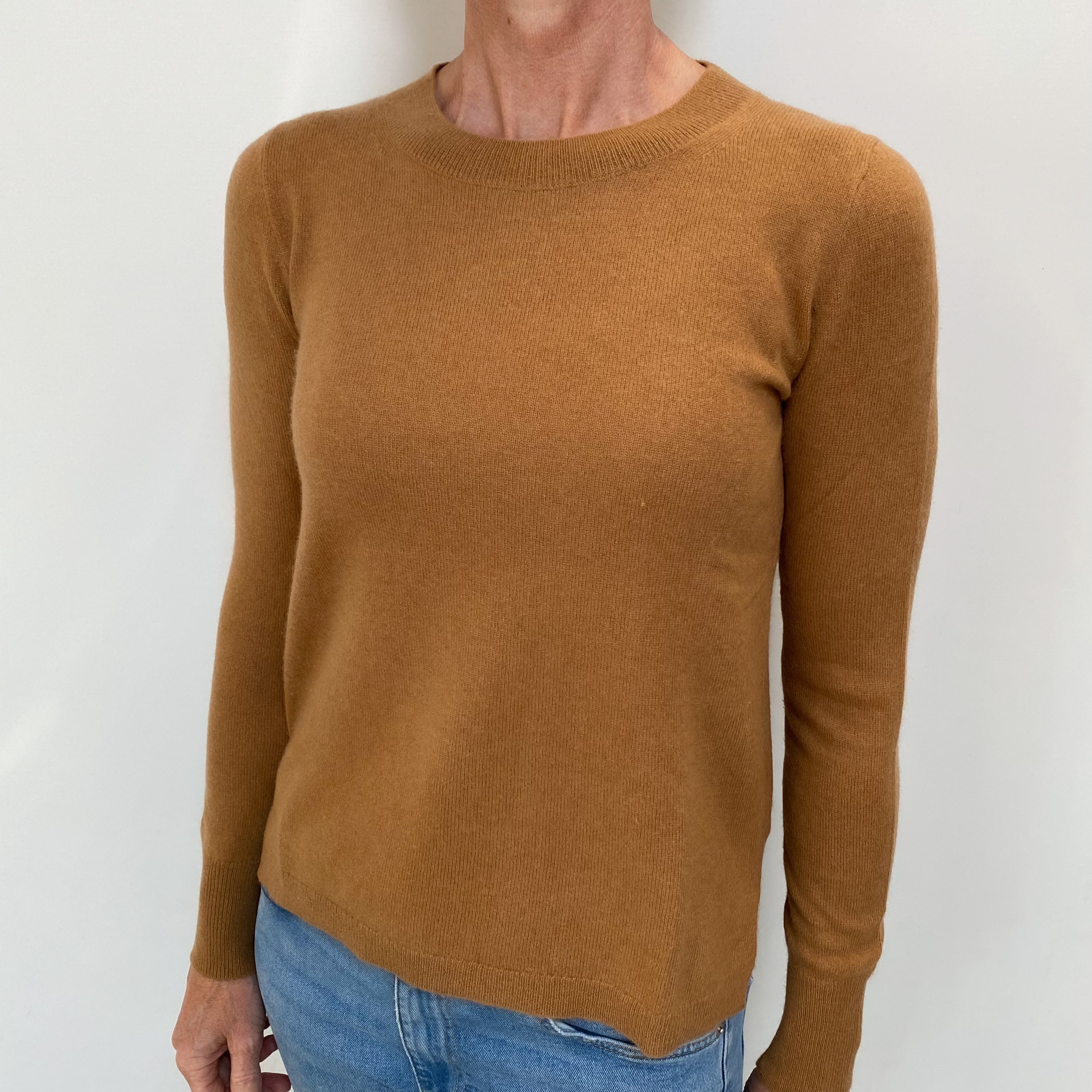Butterscotch Brown Cashmere Crew Neck Jumper Small