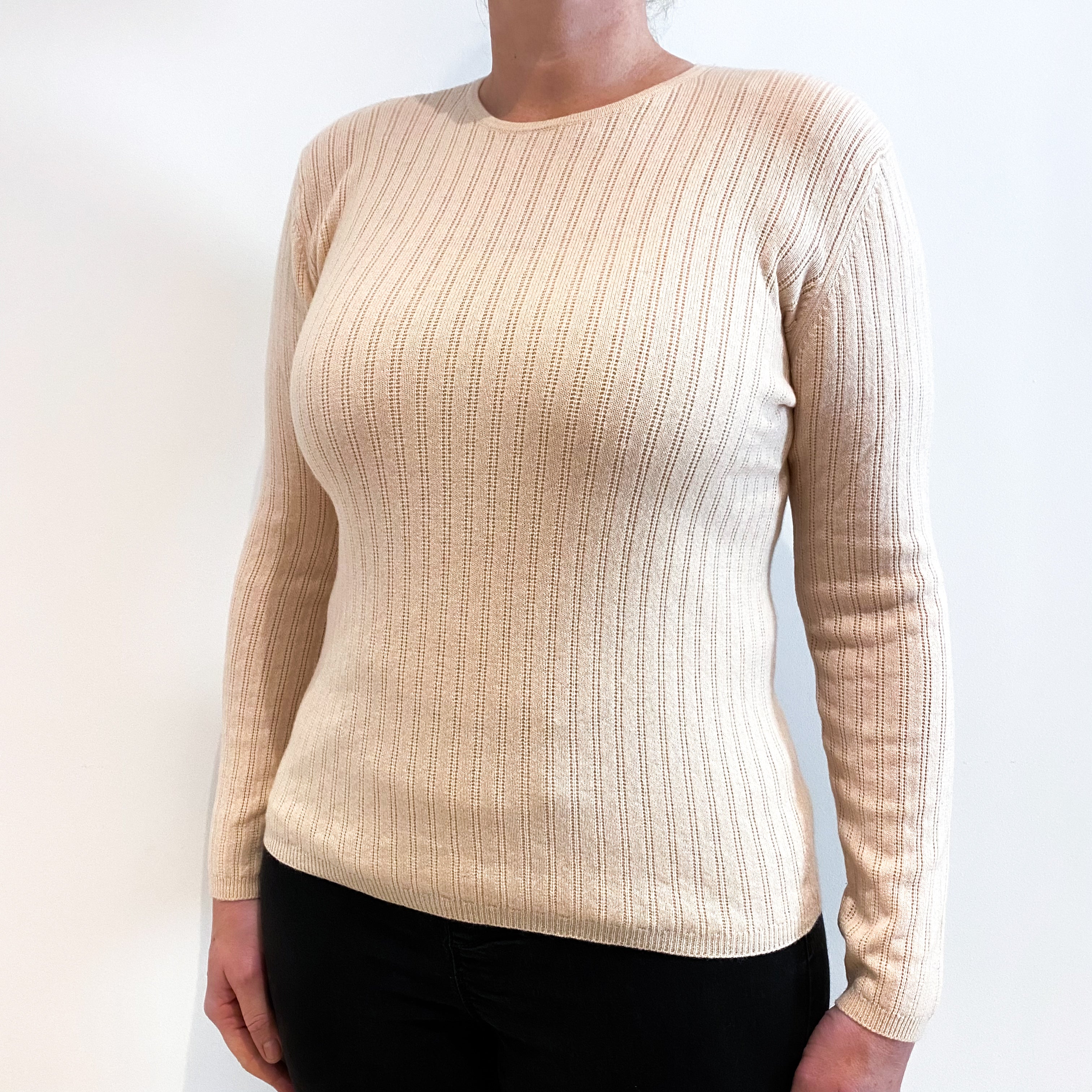 Pale Peach Cashmere Crew Neck Jumper Large