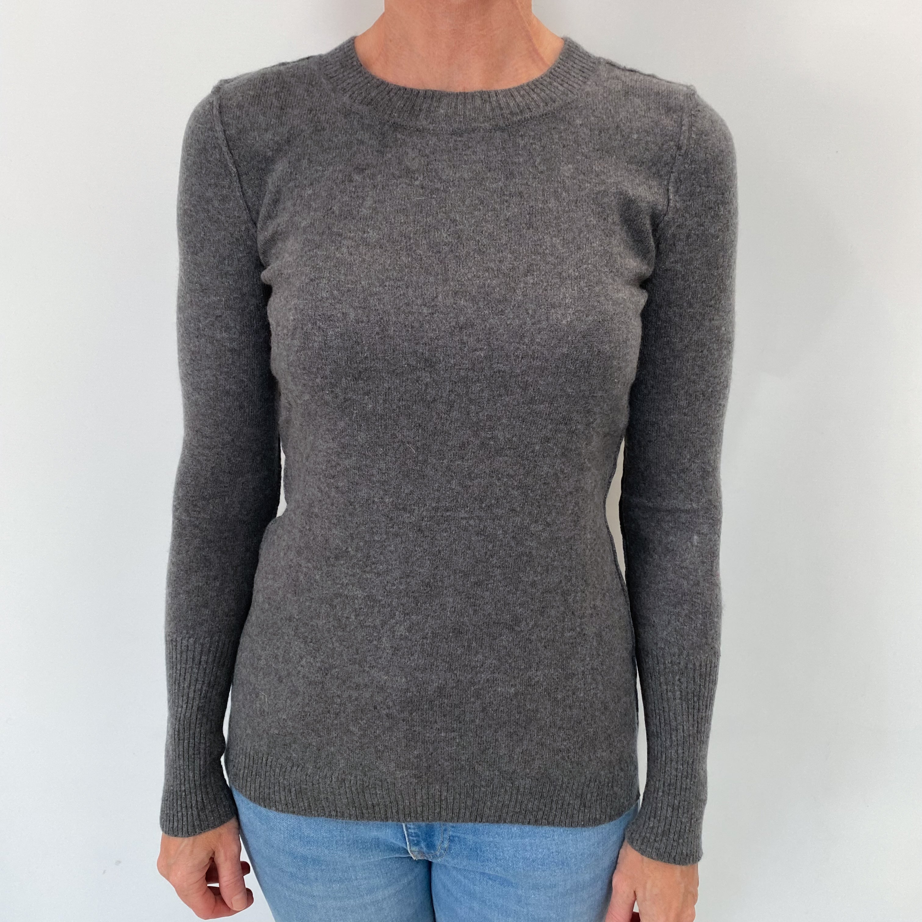 Slate Grey Cashmere Crew Neck Jumper Small