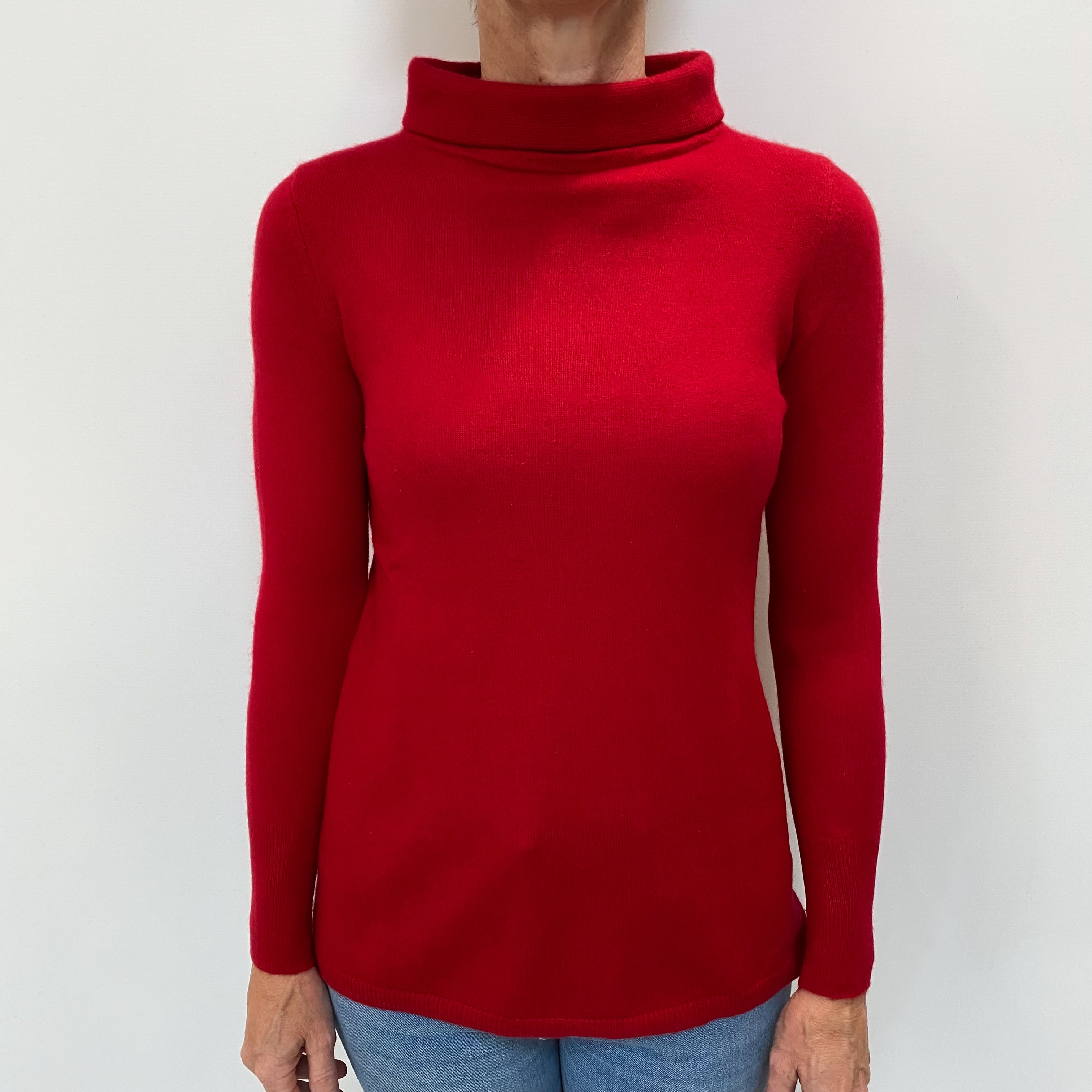 Berry Red Cashmere Funnel Neck Jumper Small