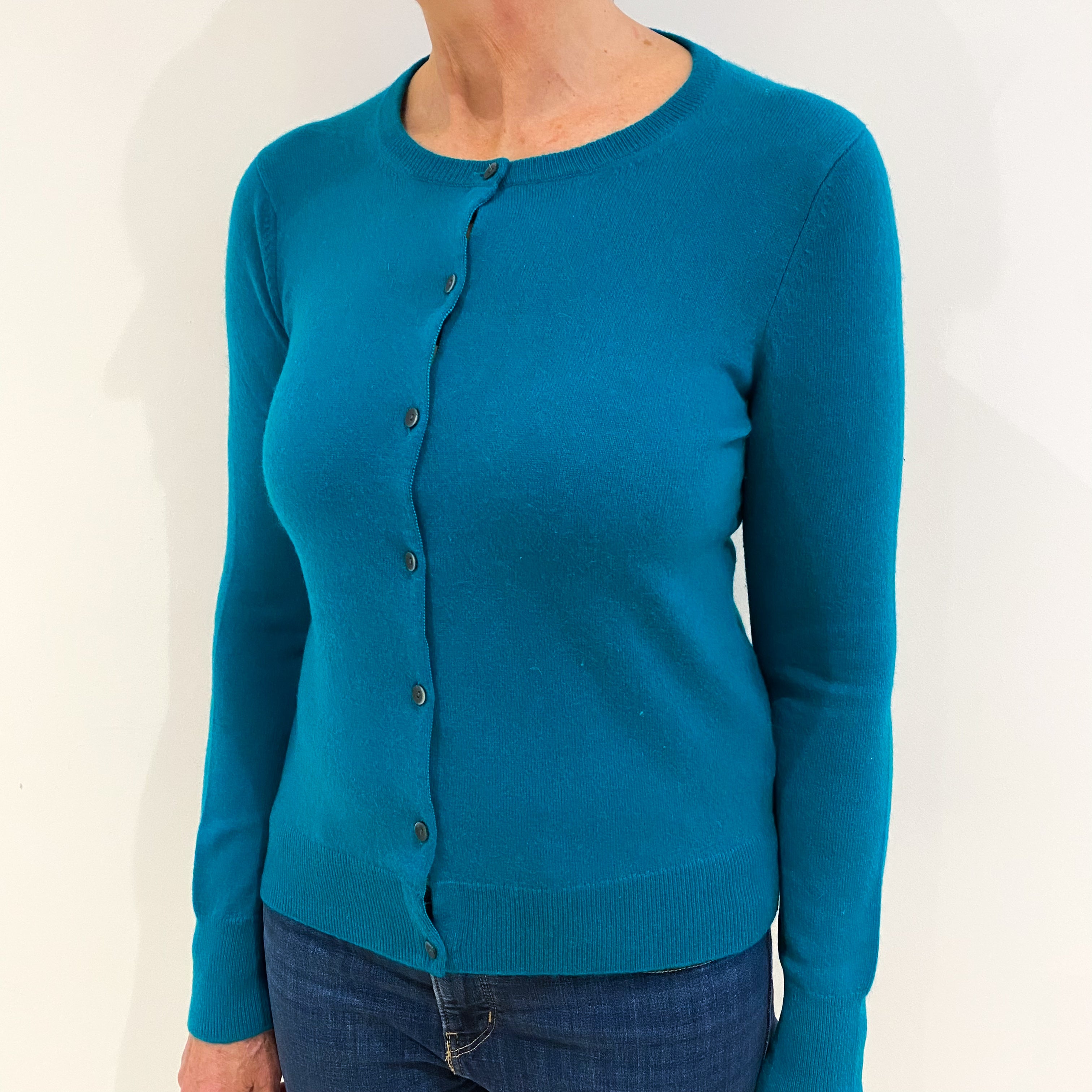 Lincoln Green Cashmere Crew Neck Cardigan Medium