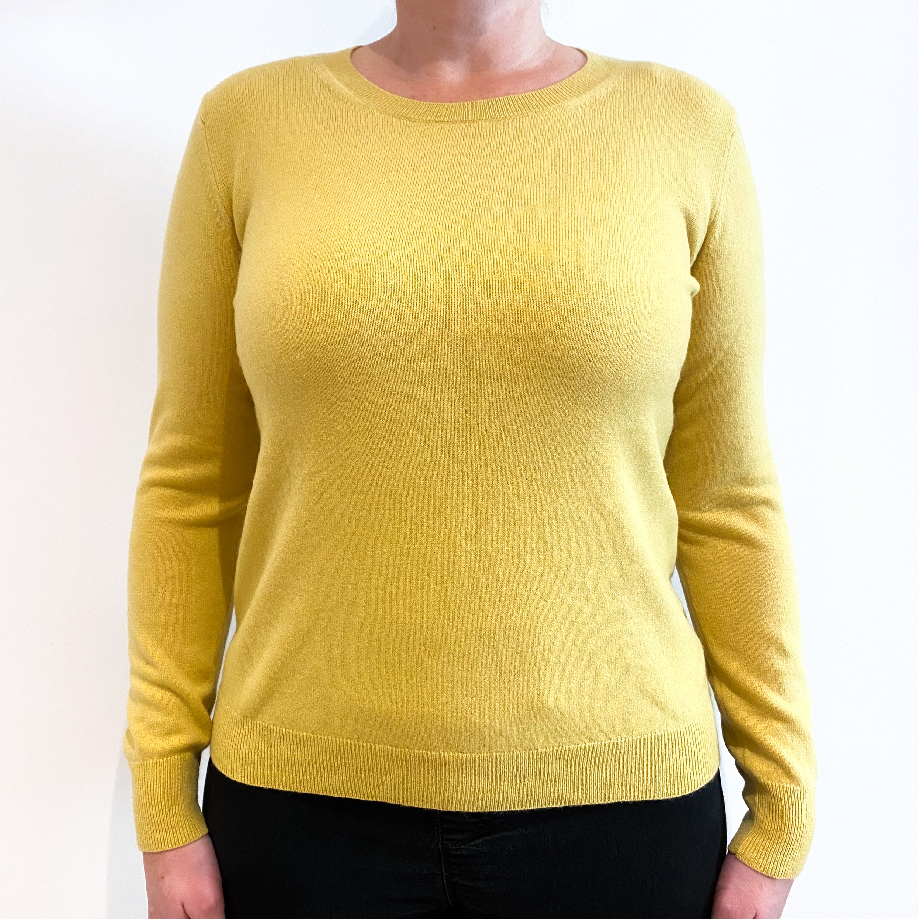 Mustard Yellow Cashmere Crew Neck Jumper Large