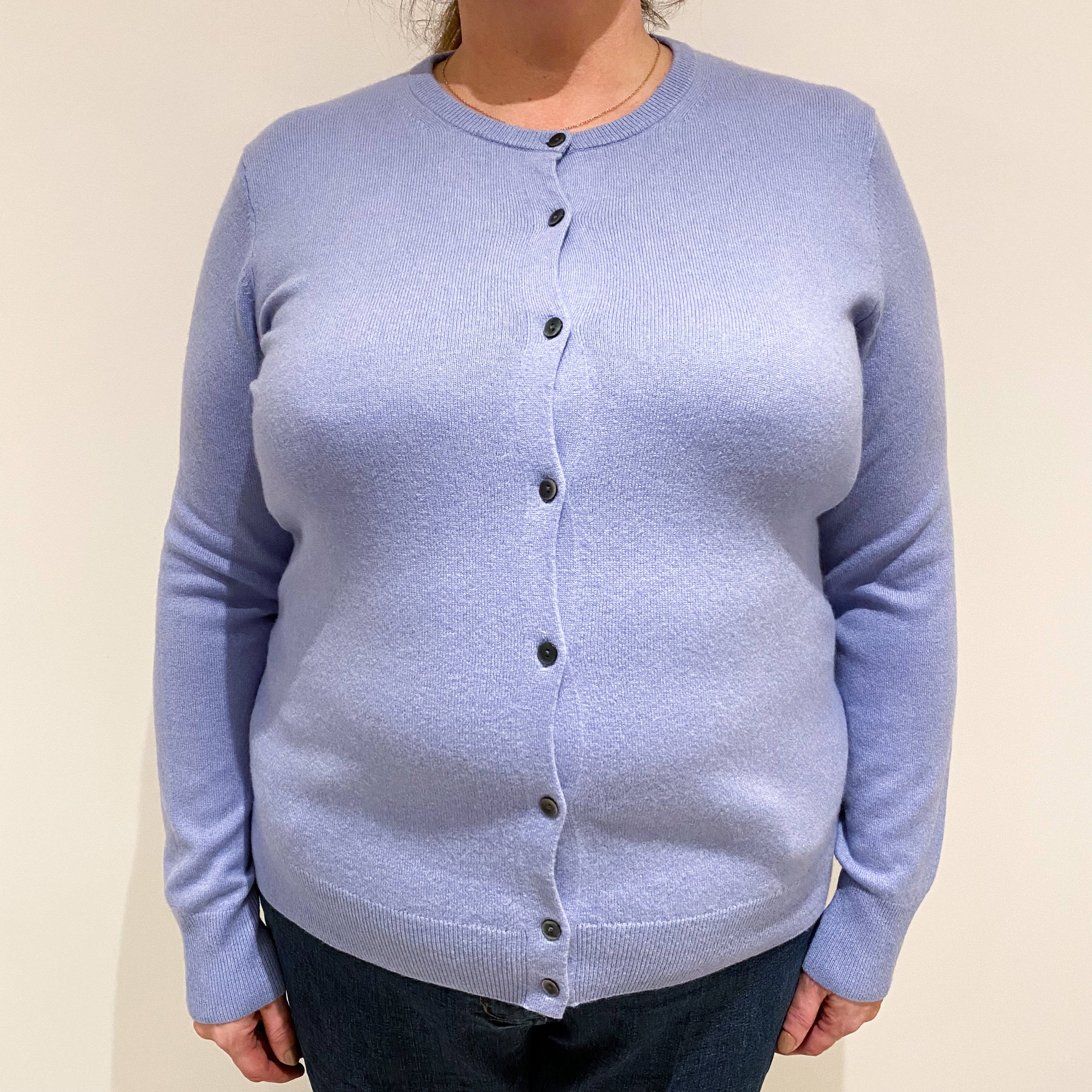 Periwinkle Blue Cashmere Crew Cardigan Extra Large