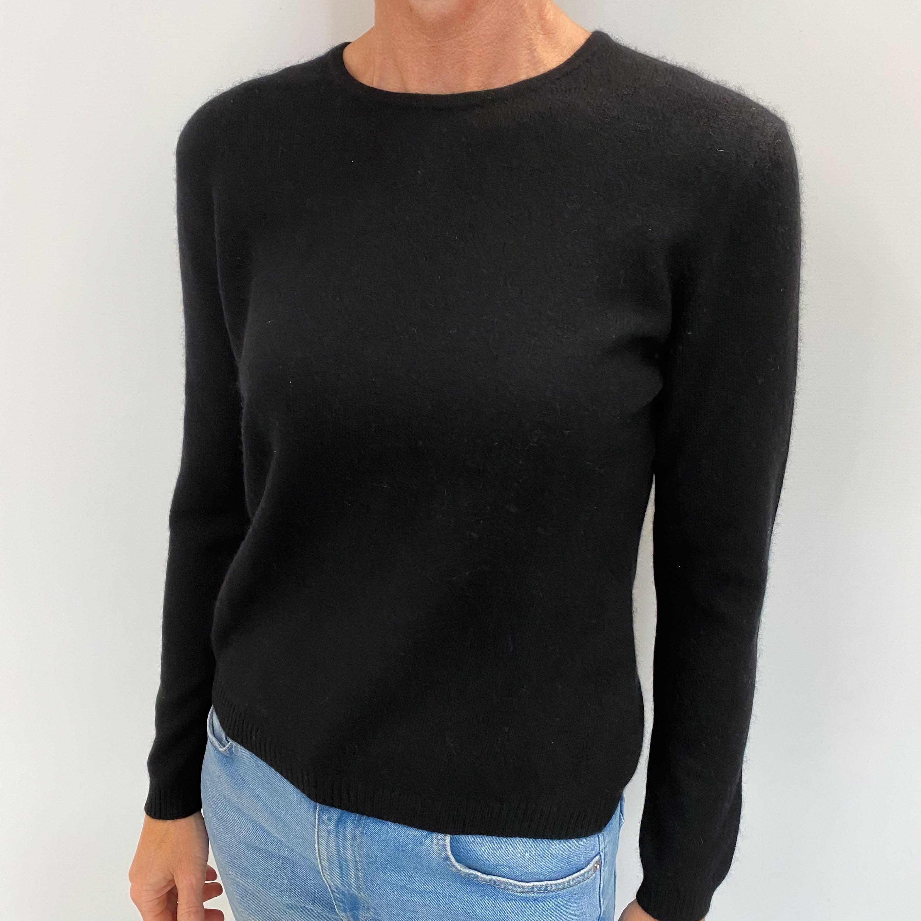 Black Cashmere Crew Neck Jumper Small
