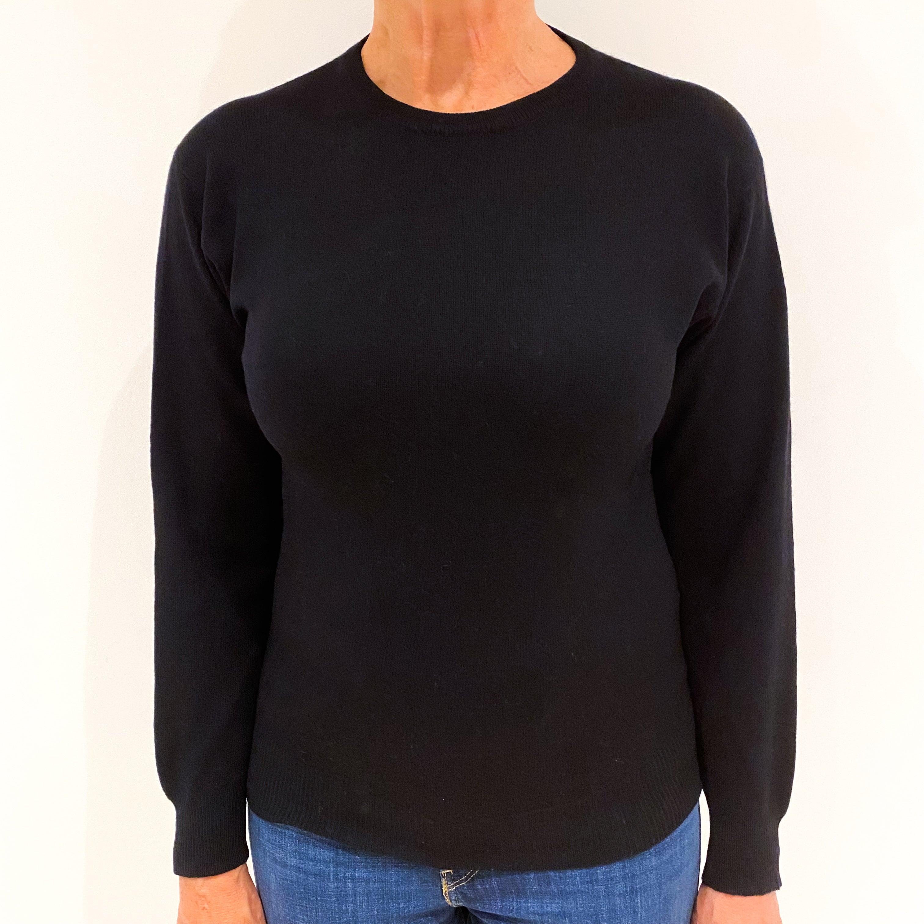 Black Cashmere Crew Neck Jumper Medium