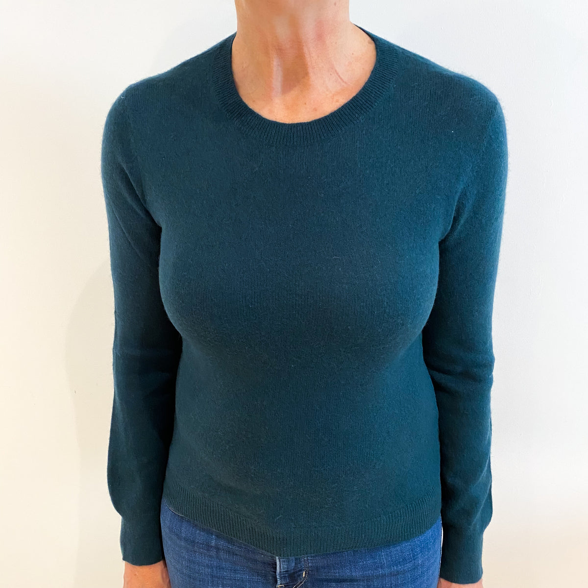 Dark Forest Green Cashmere Crew Neck Jumper Medium