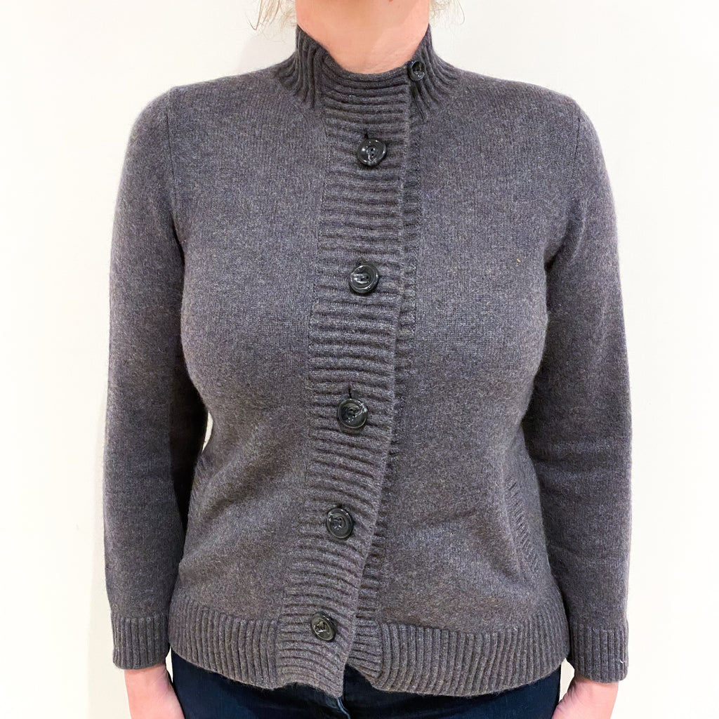 Slate Grey Cashmere Turtle Neck Cardigan Large
