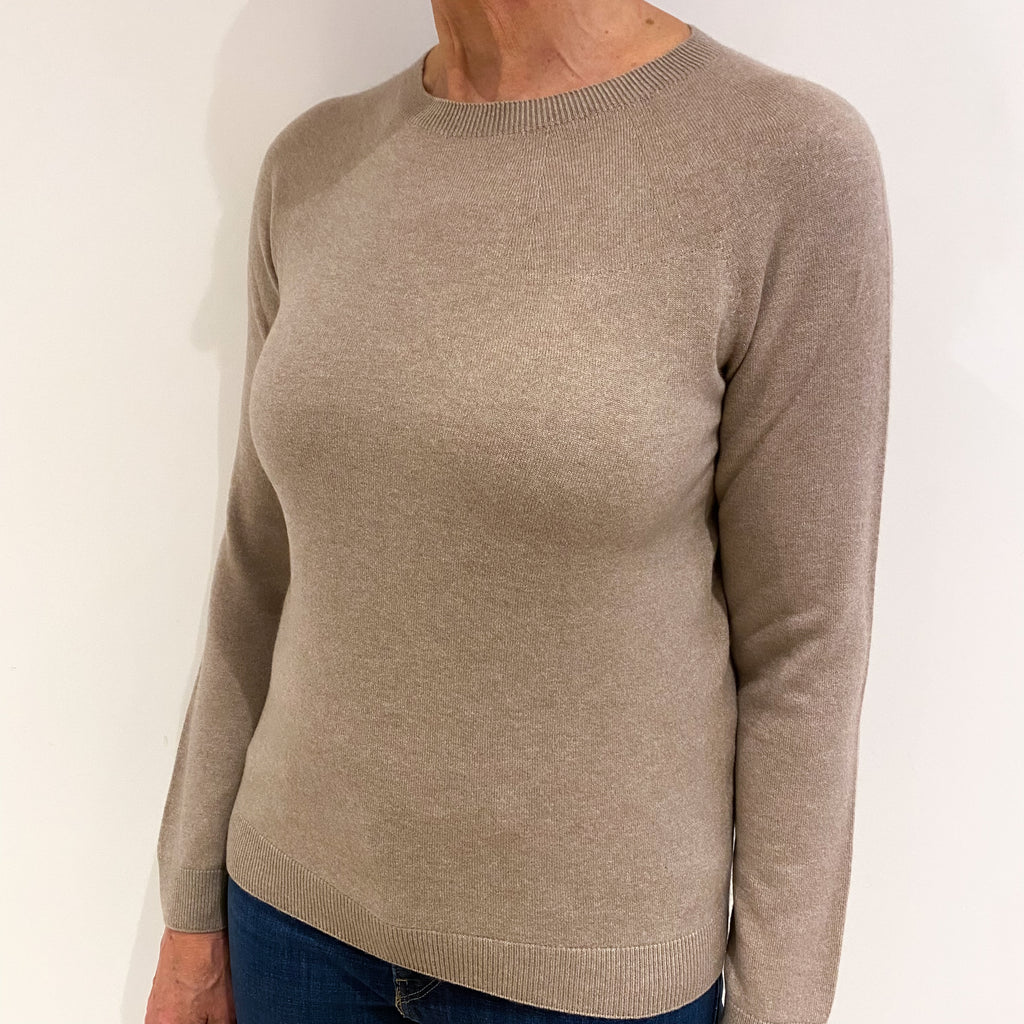 Biscuit Beige Cashmere Crew Neck Jumper Medium