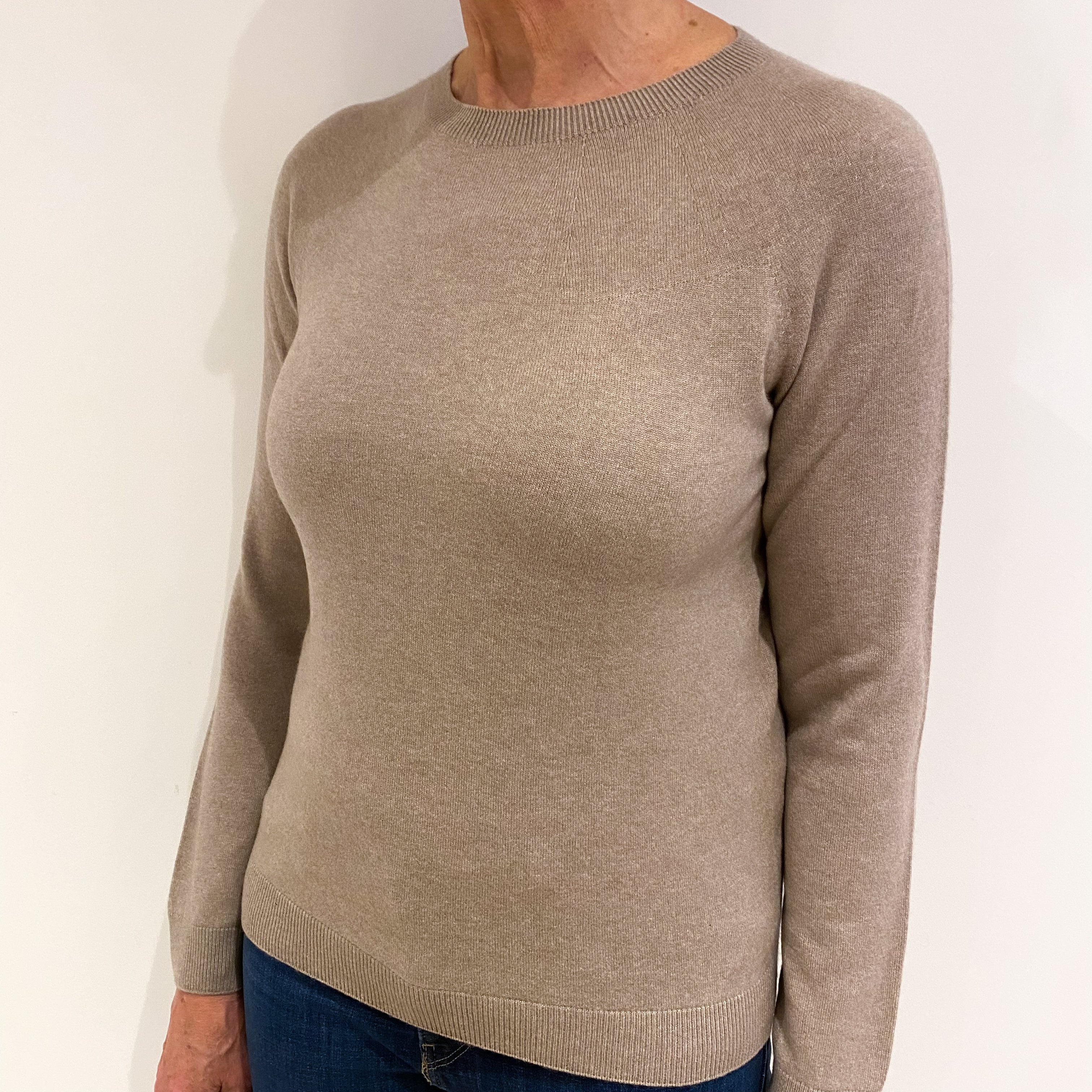 Biscuit Beige Cashmere Crew Neck Jumper Medium