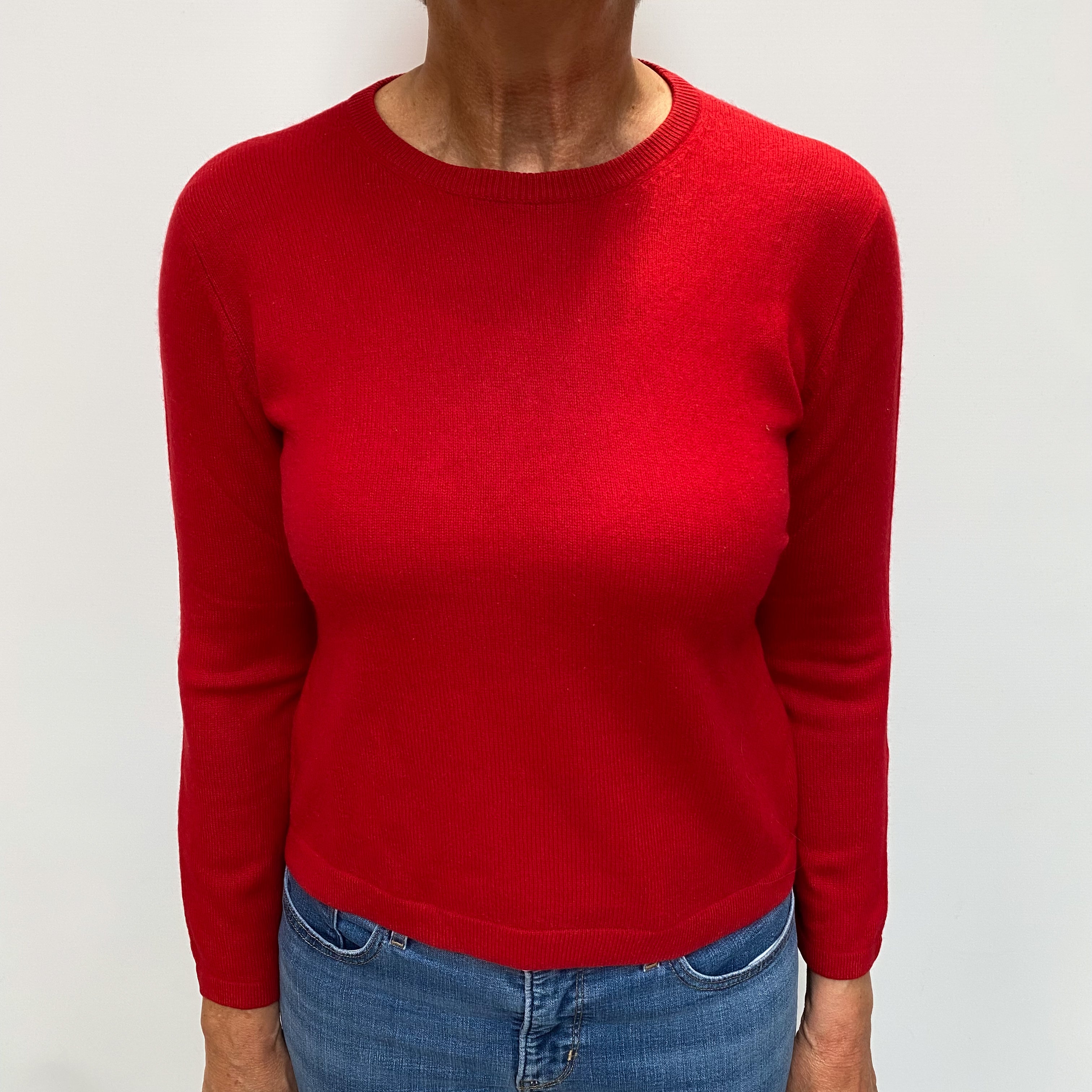 Scarlet Red Cashmere Crew Neck Jumper Medium