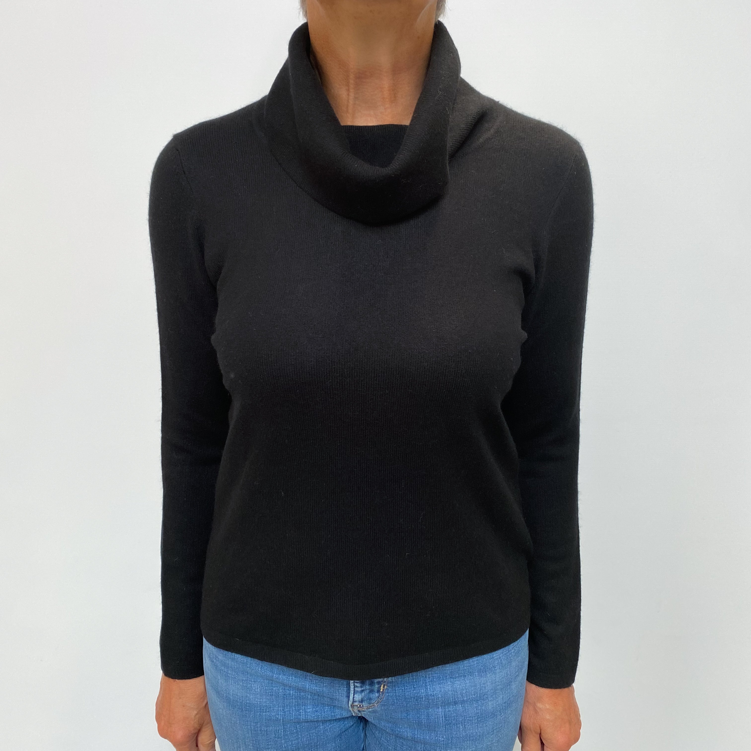 Black Cashmere Cowl Neck Jumper Medium