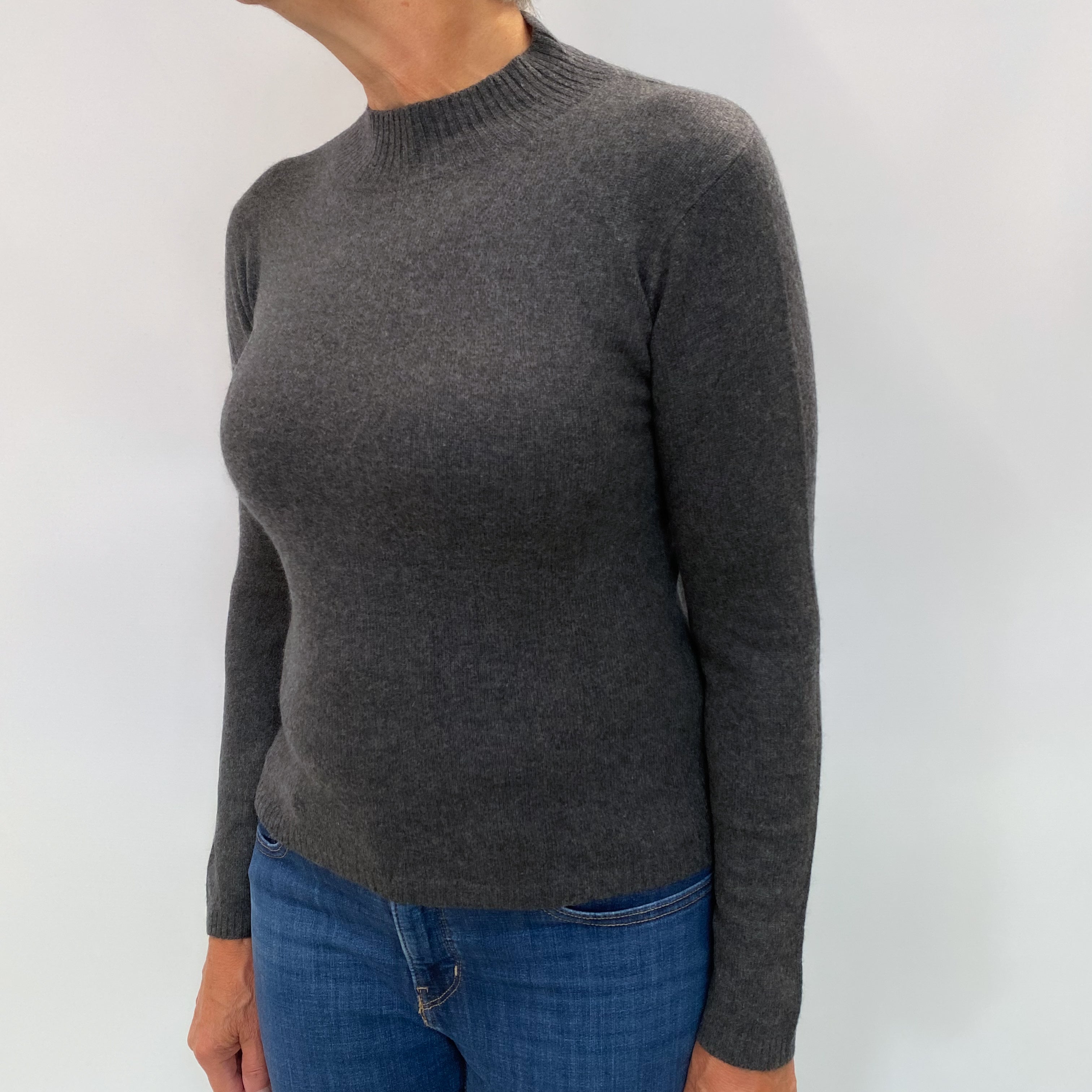 Slate Grey Cashmere Turtle Neck Jumper Medium