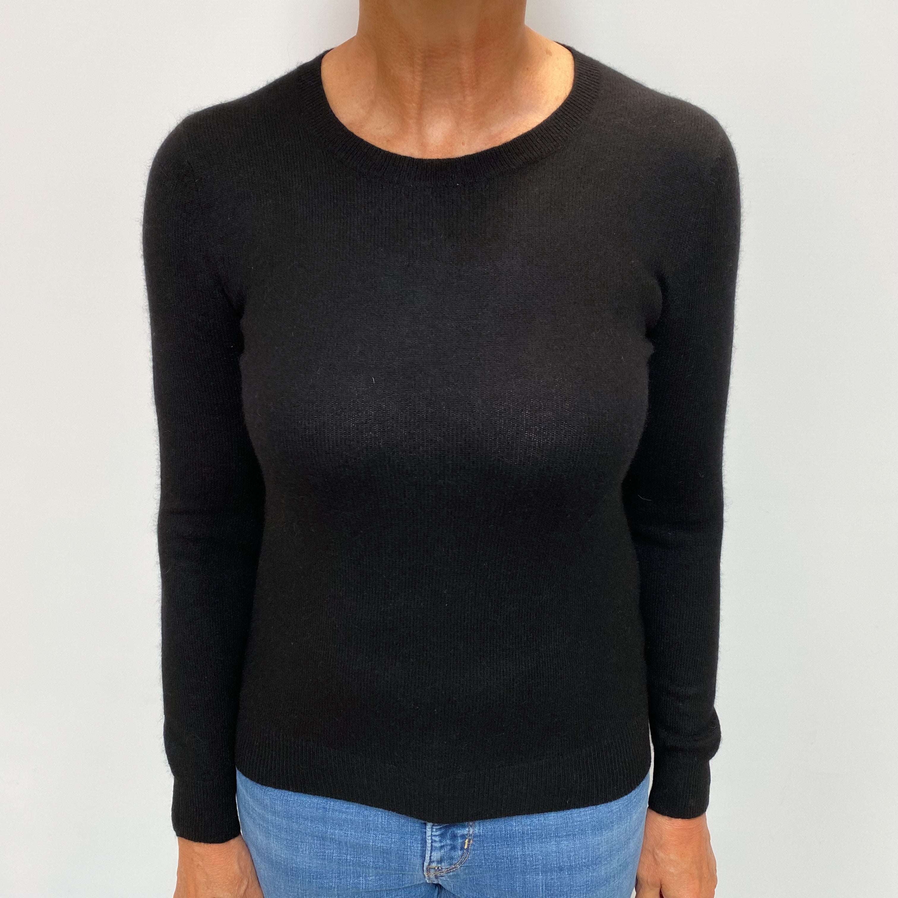 Black Cashmere Crew Neck Jumper Medium
