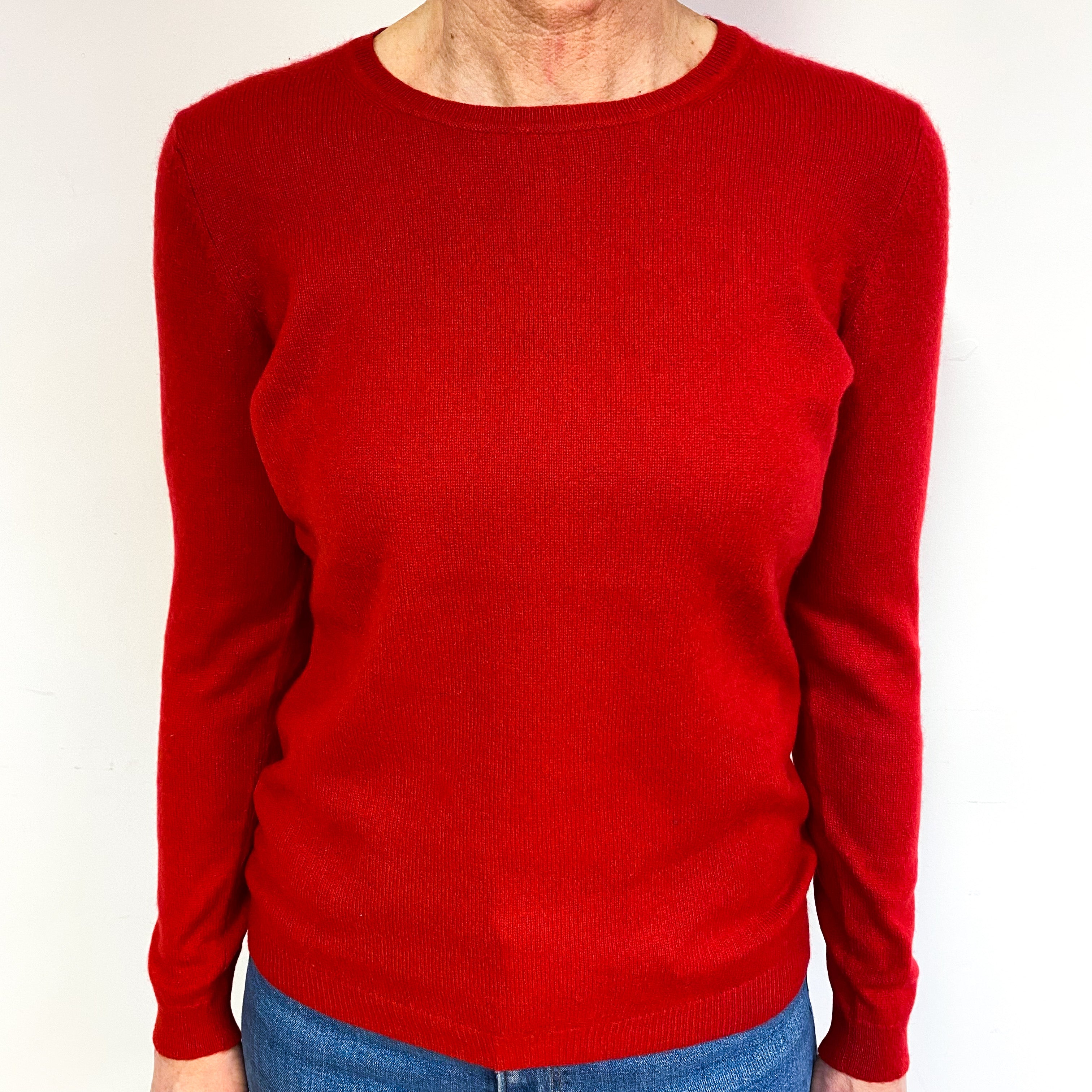 Pillar Box Red Cashmere Crew Neck Jumper Medium