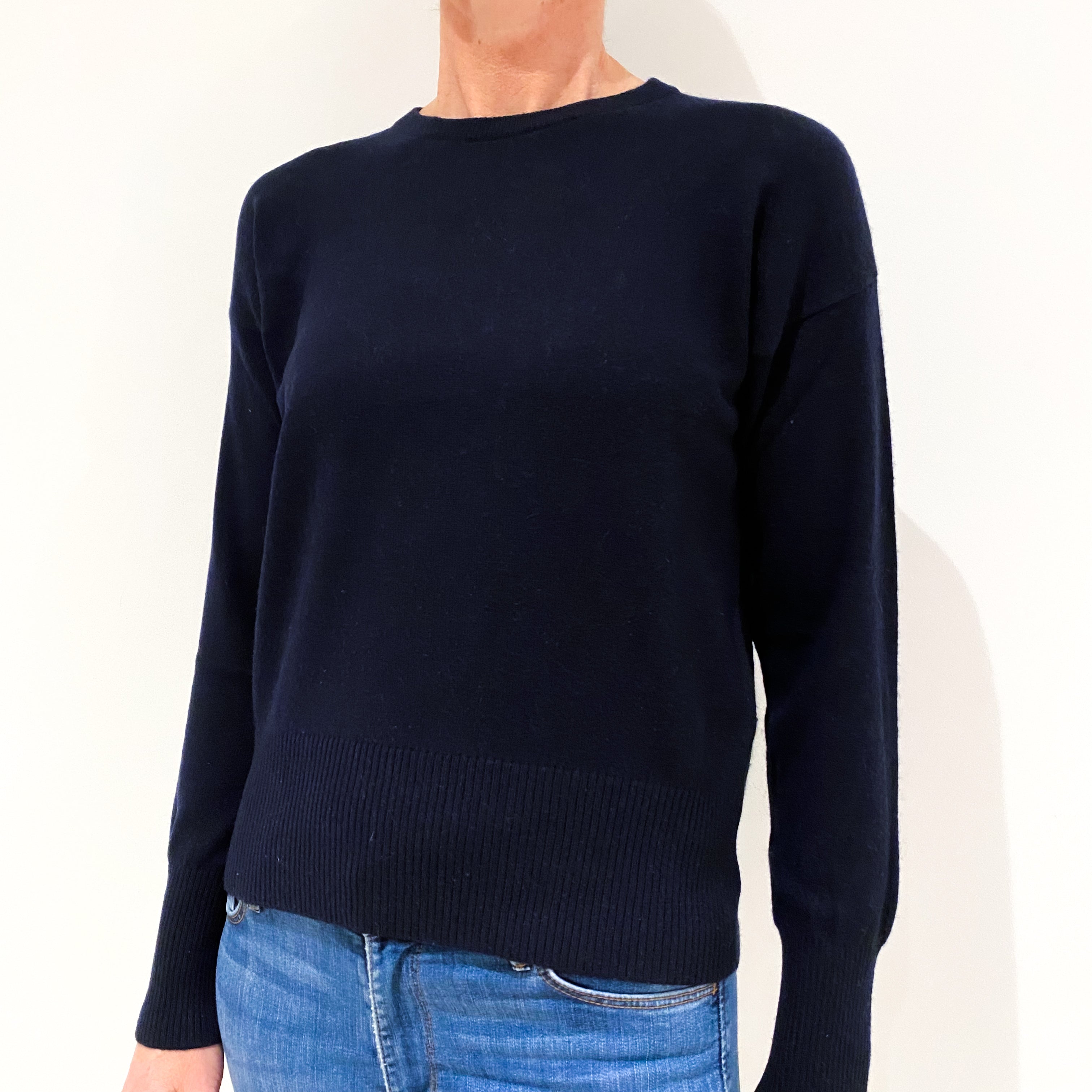 Navy Blue Cashmere Crew Neck Jumper Small