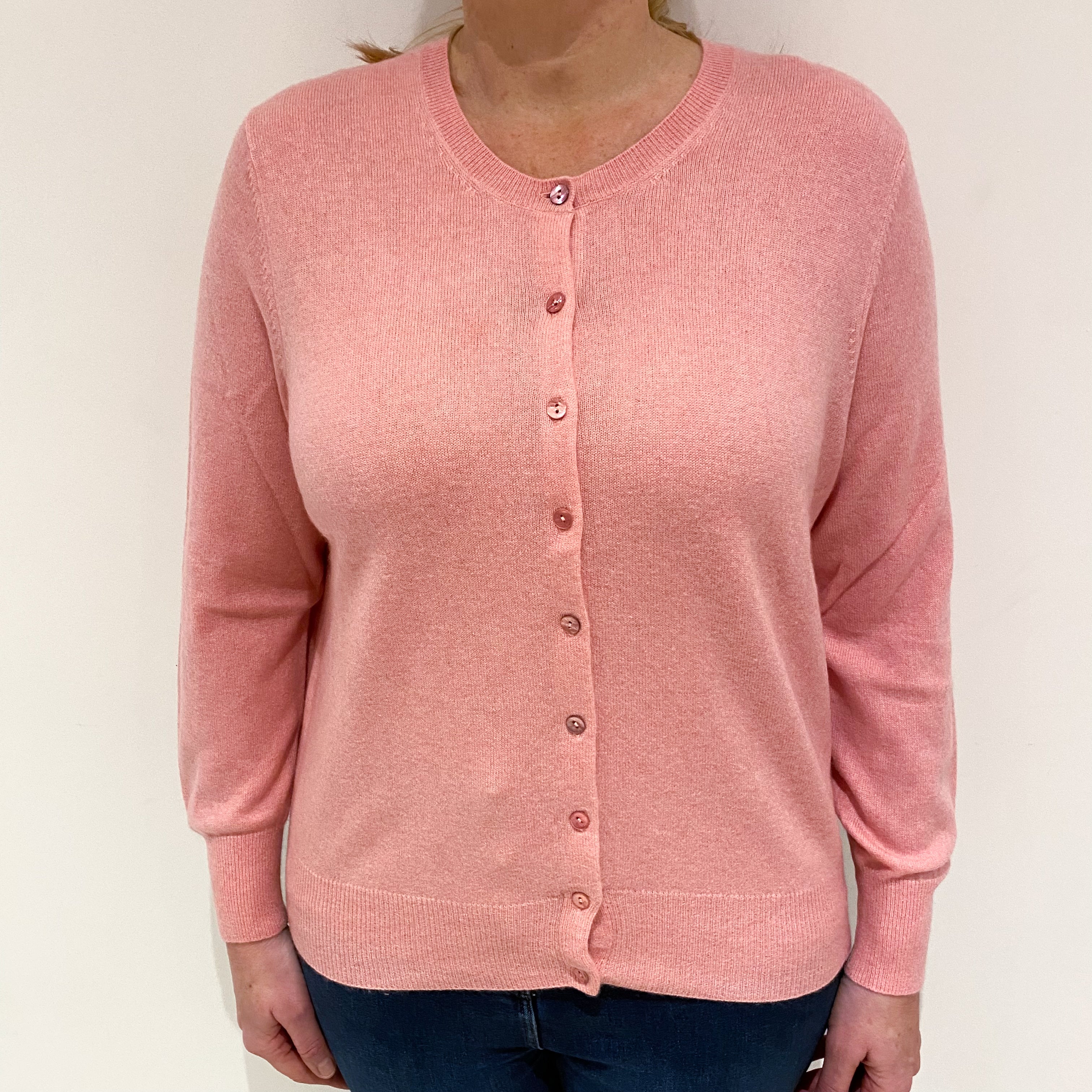 Sugar Mouse Pink Cashmere Crew Neck Cardigan Large