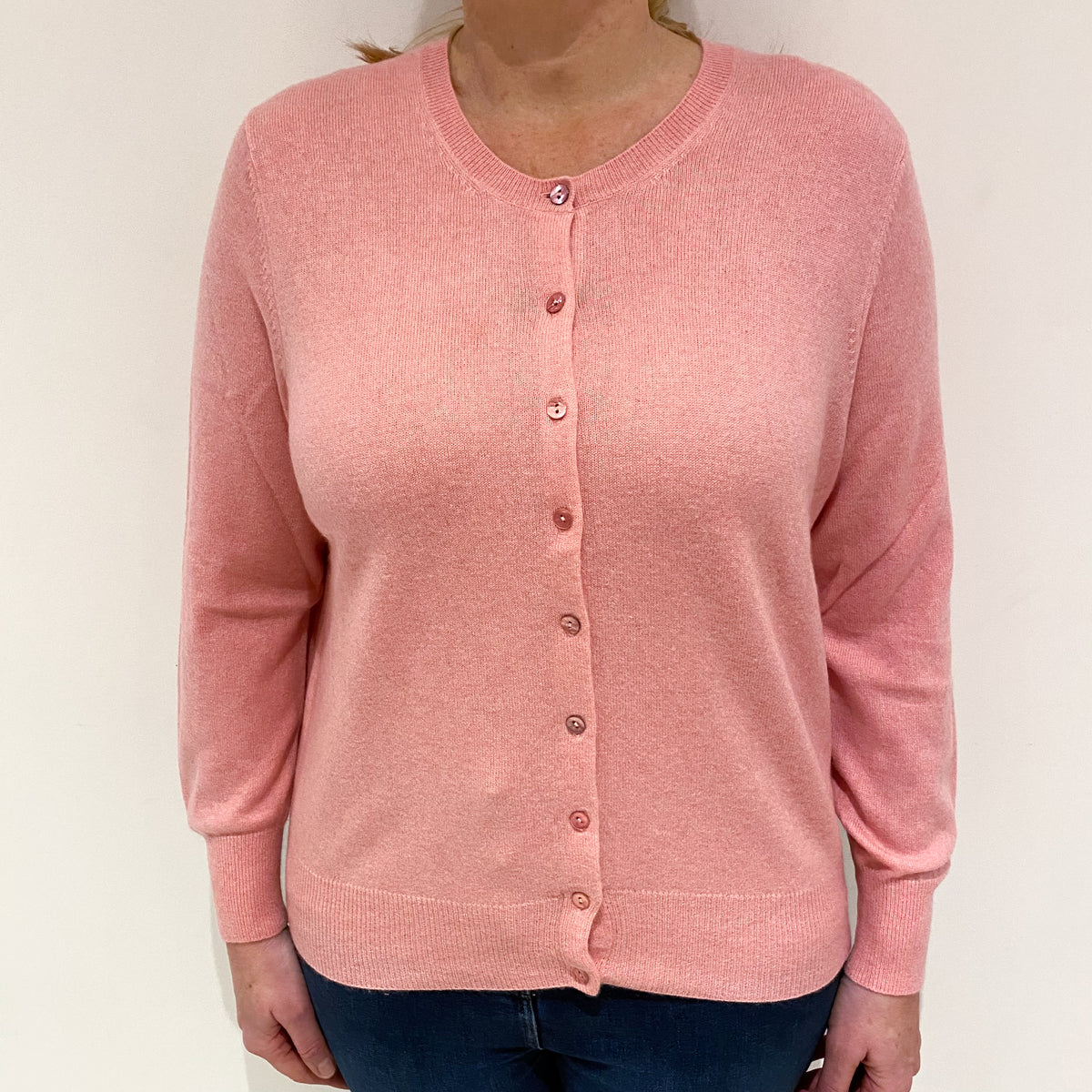 Sugar Mouse Pink Cashmere Crew Neck Cardigan Large