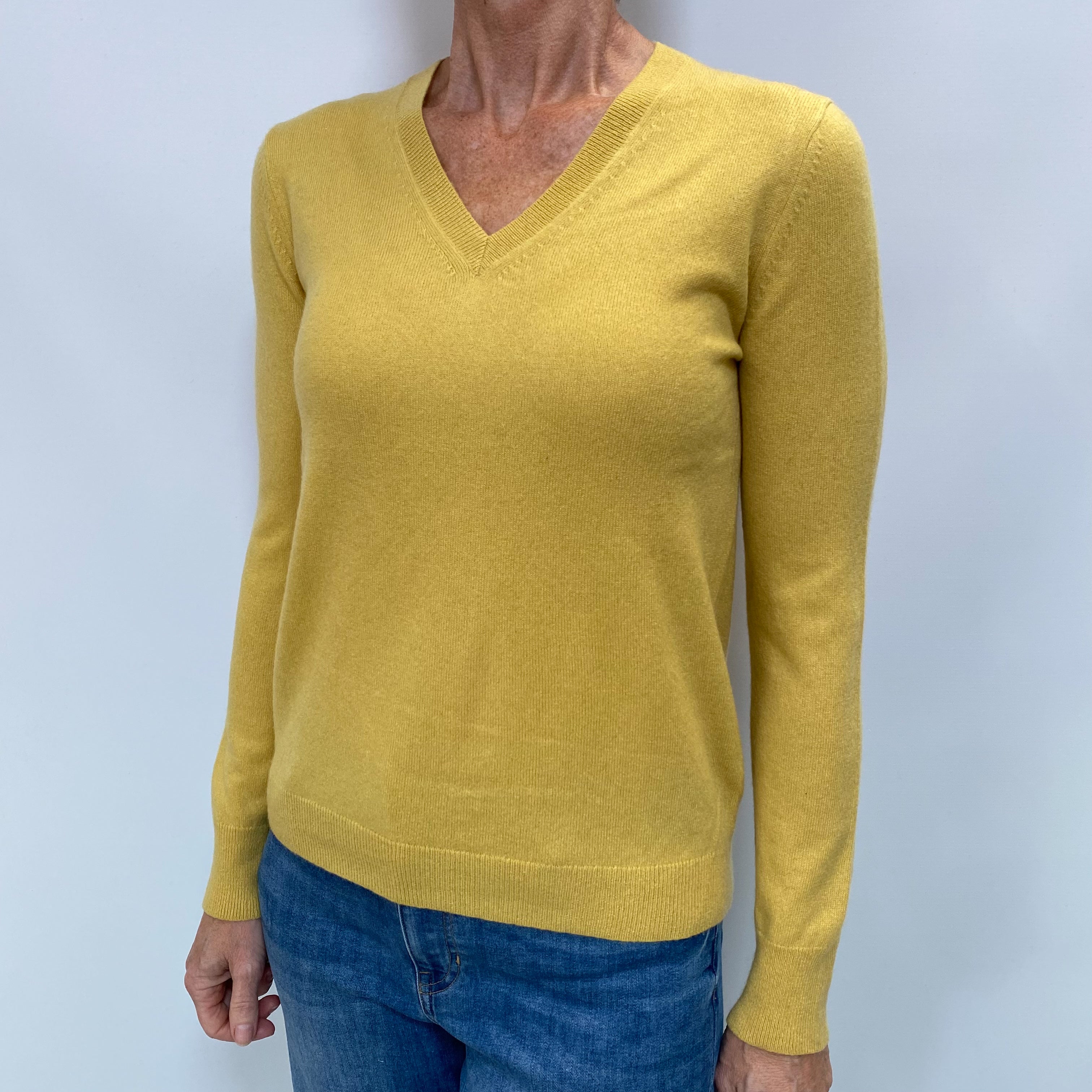 Sunflower Yellow Cashmere V Neck Jumper Small