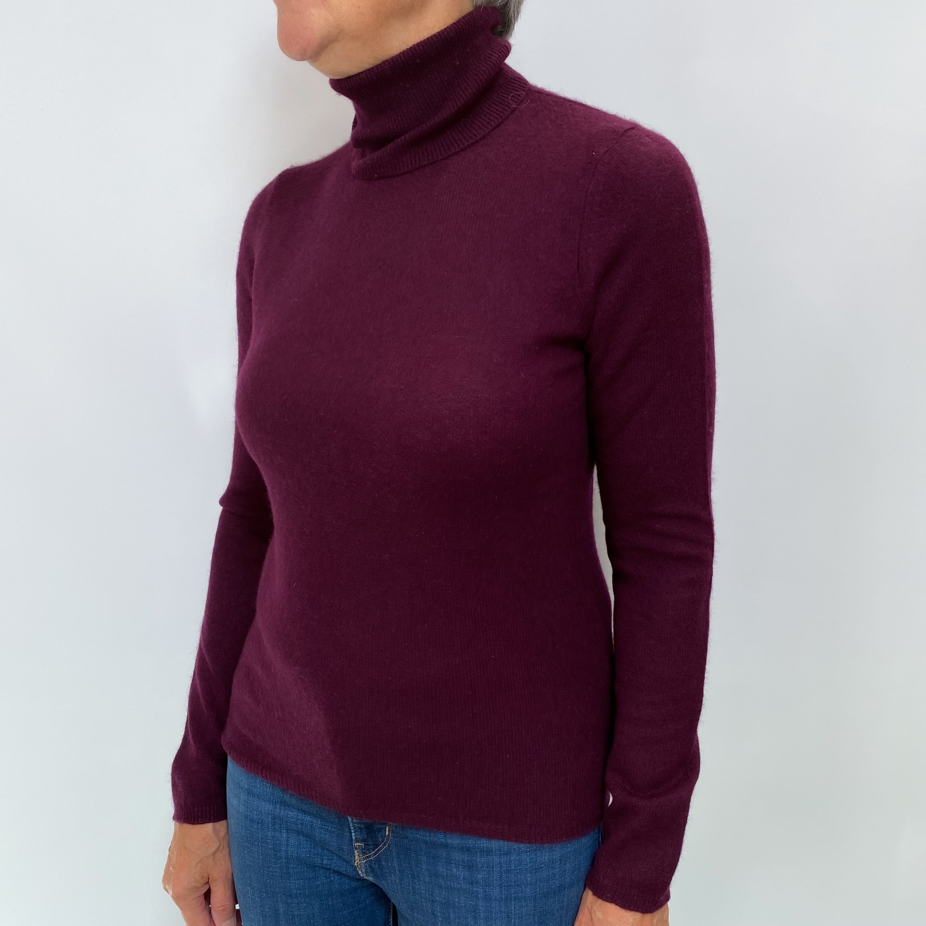 Mulberry Purple Cashmere Polo Neck Jumper Medium