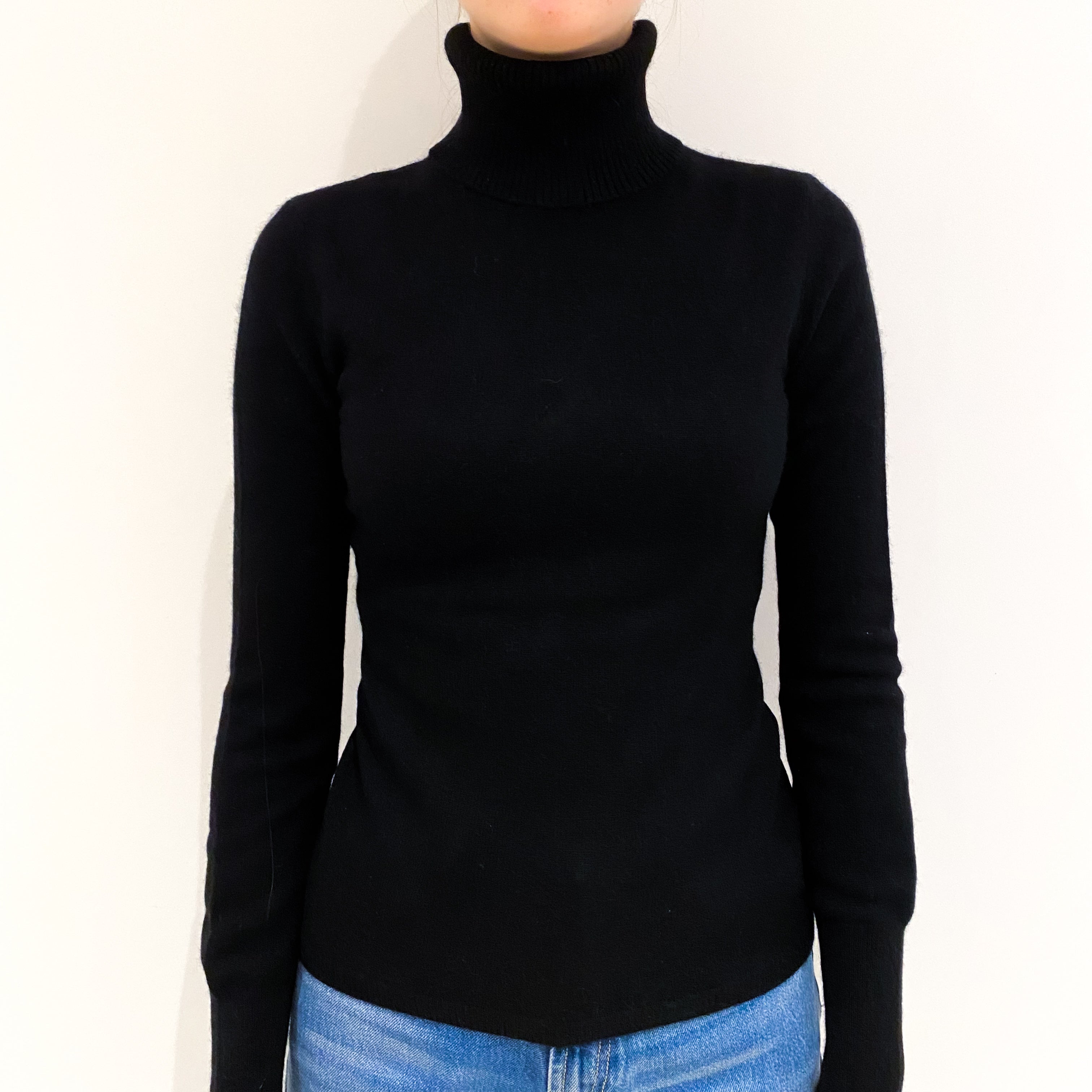 Black Cashmere Polo Neck Jumper Extra Small