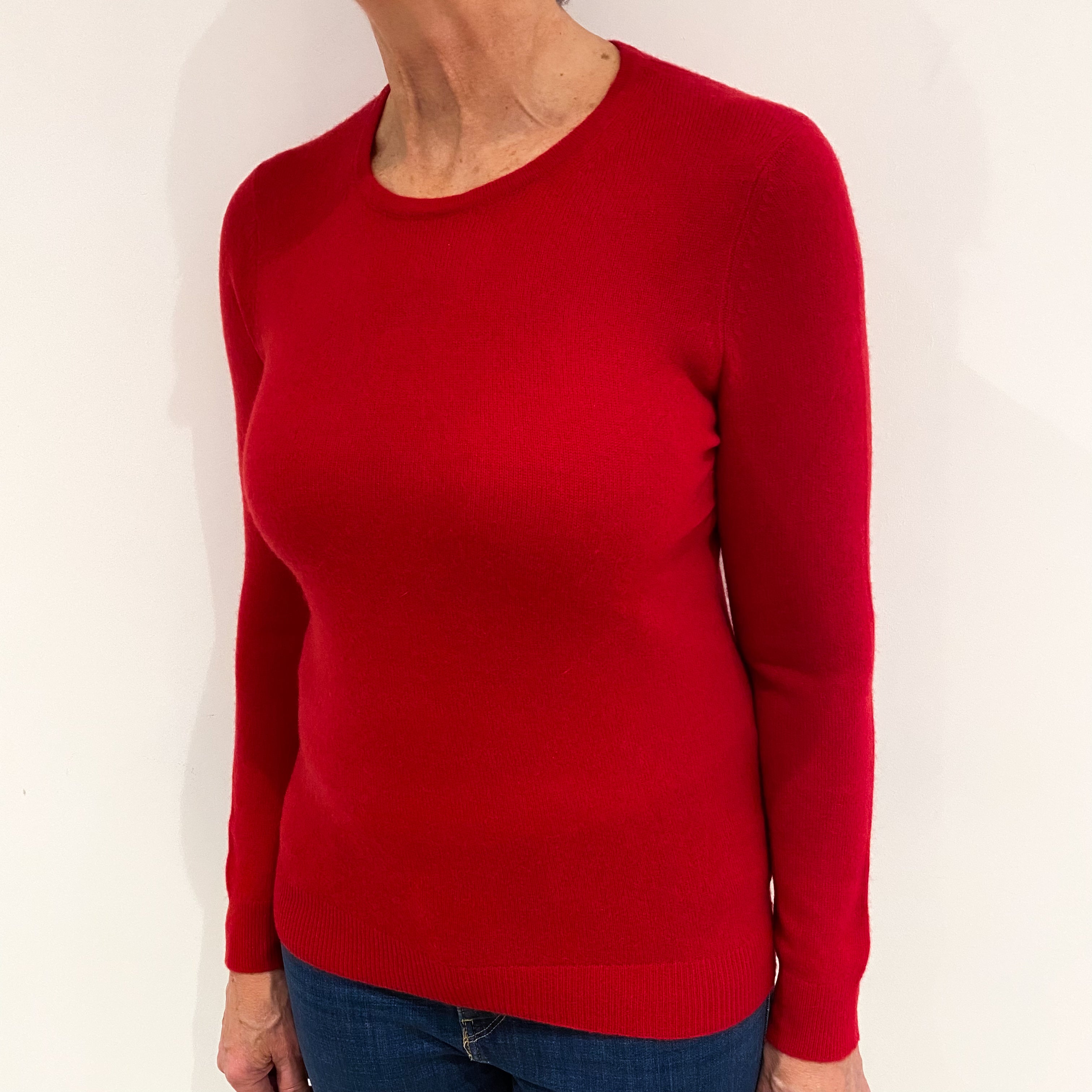 Post Box Red Cashmere Crew Neck Jumper Medium