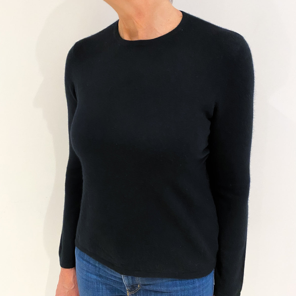 Black Cashmere Crew Neck Jumper Medium