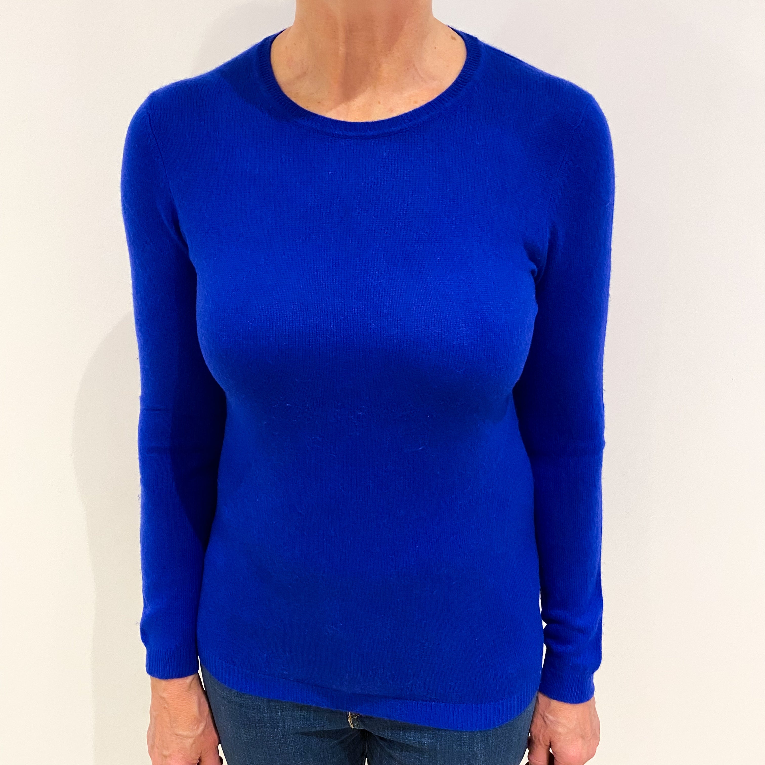 Royal Blue Cashmere Crew Neck Jumper Medium