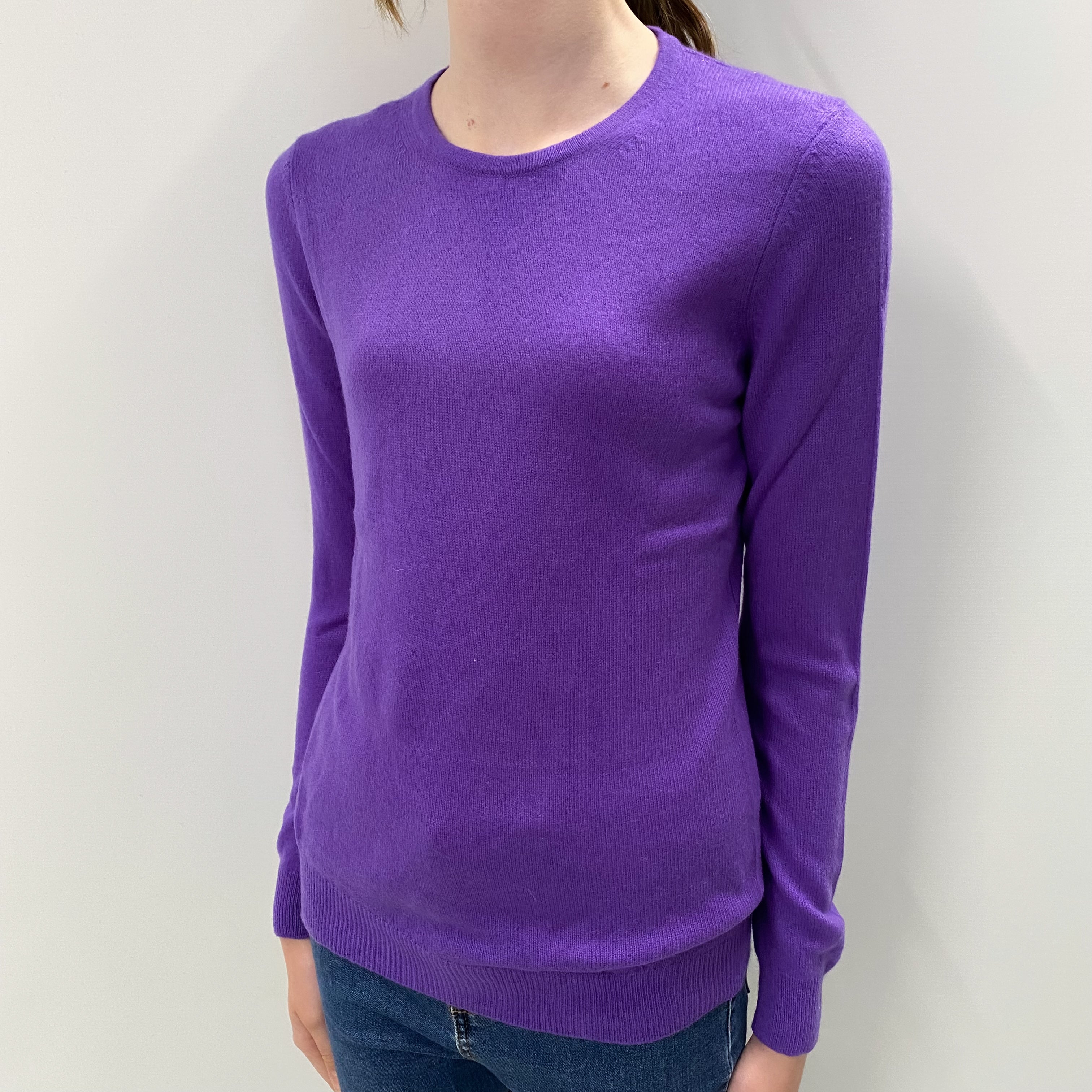 Violet Purple Cashmere Crew Neck Jumper Extra Small