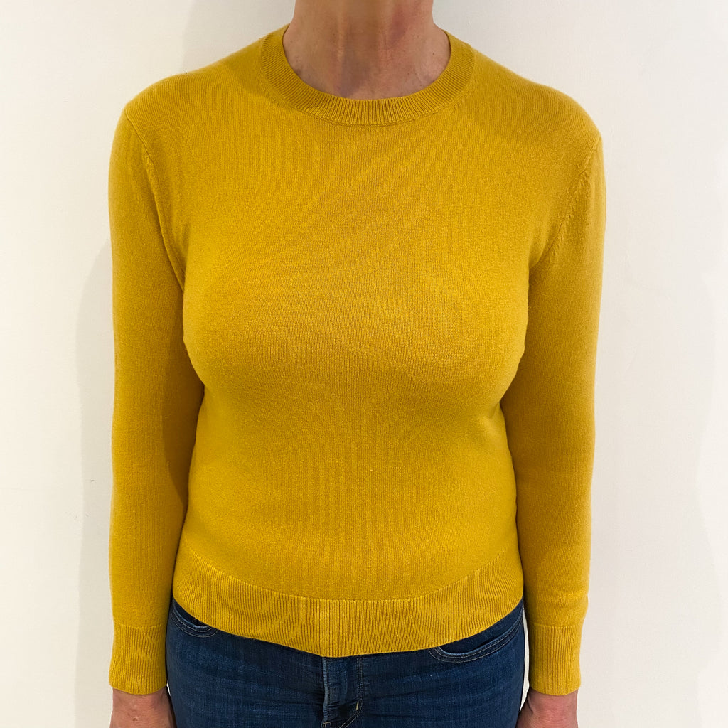 Mustard Yellow Cashmere Crew Neck Jumper Medium