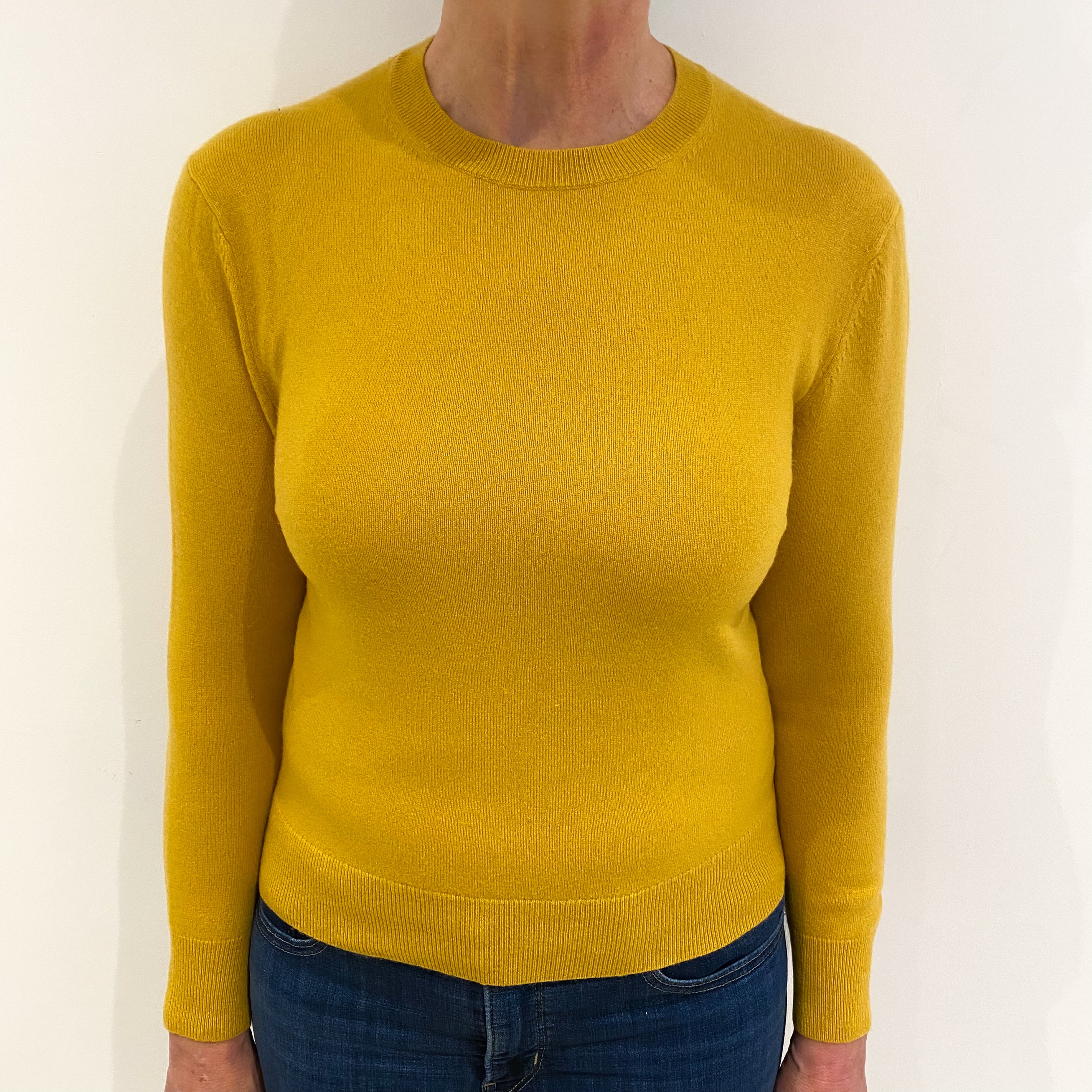 Mustard Yellow Cashmere Crew Neck Jumper Medium