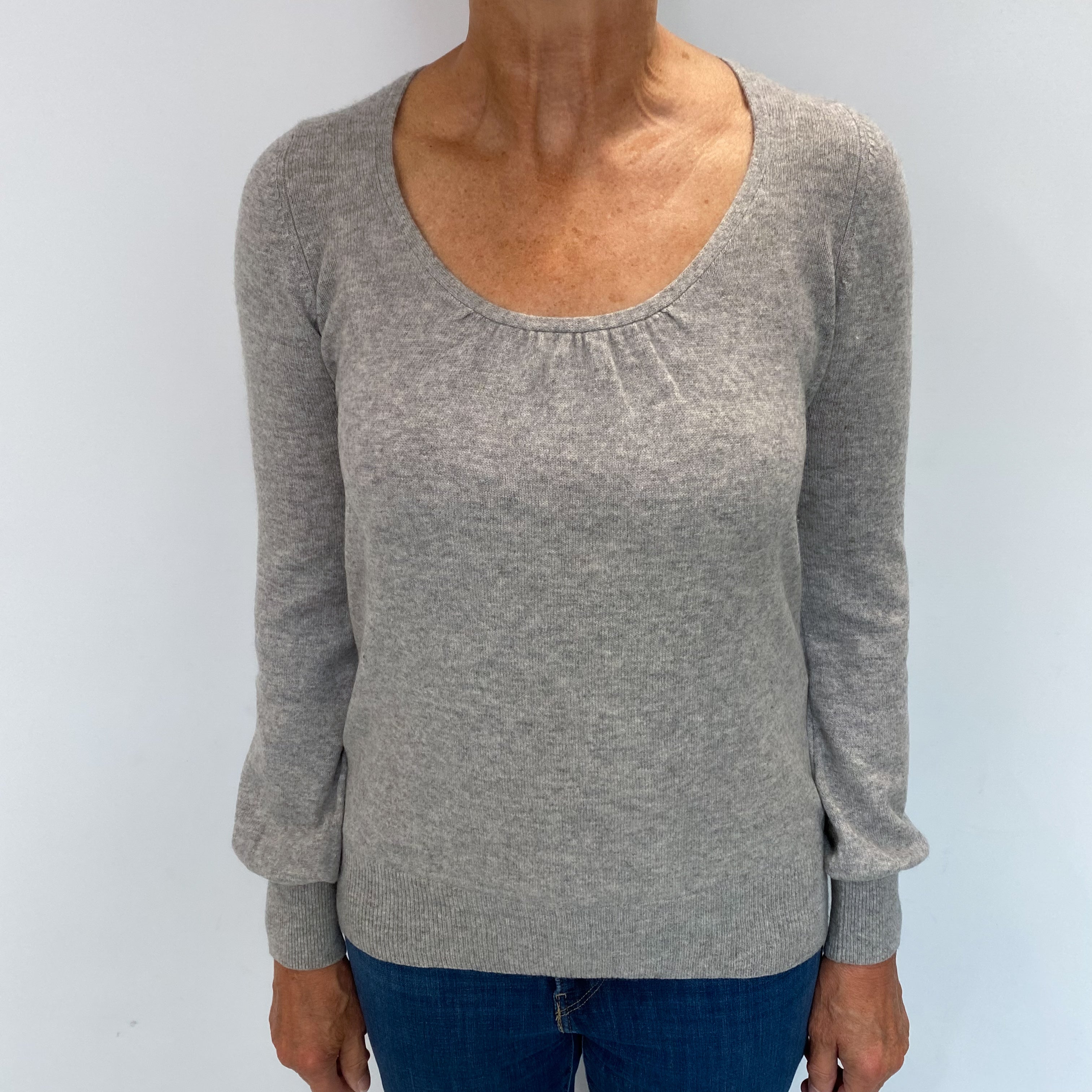 Smoke Grey Cashmere Scoop Neck Jumper Medium