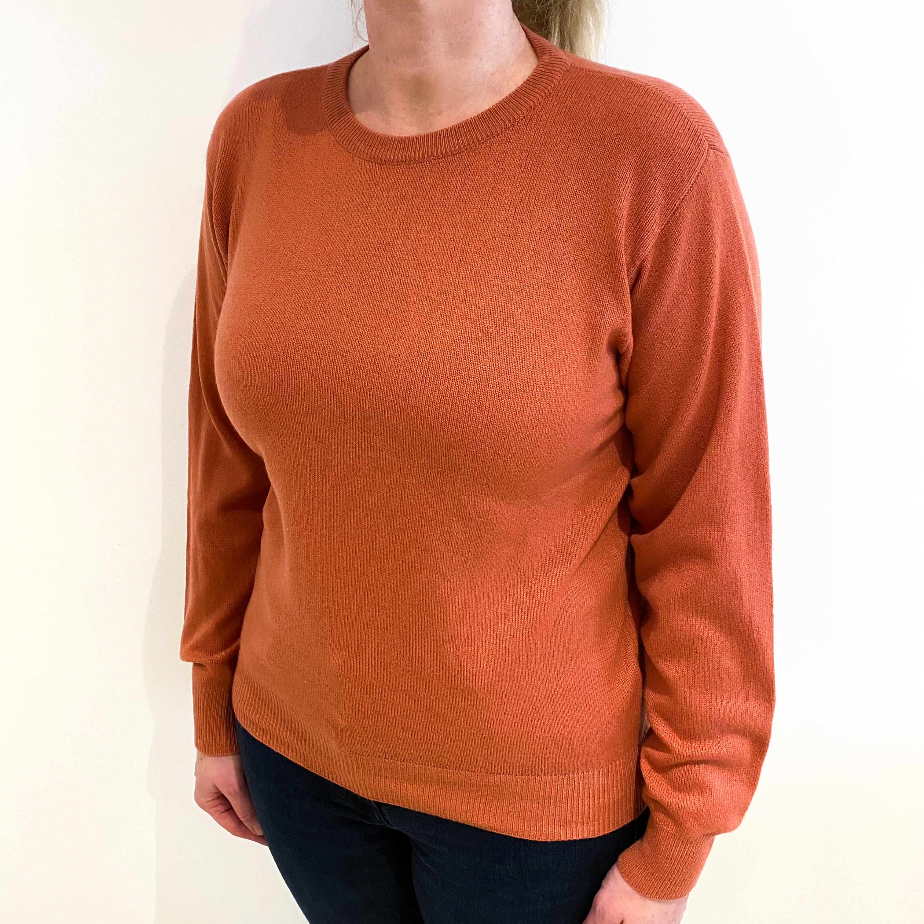 Terracotta Pink Cashmere Crew Neck Jumper Large