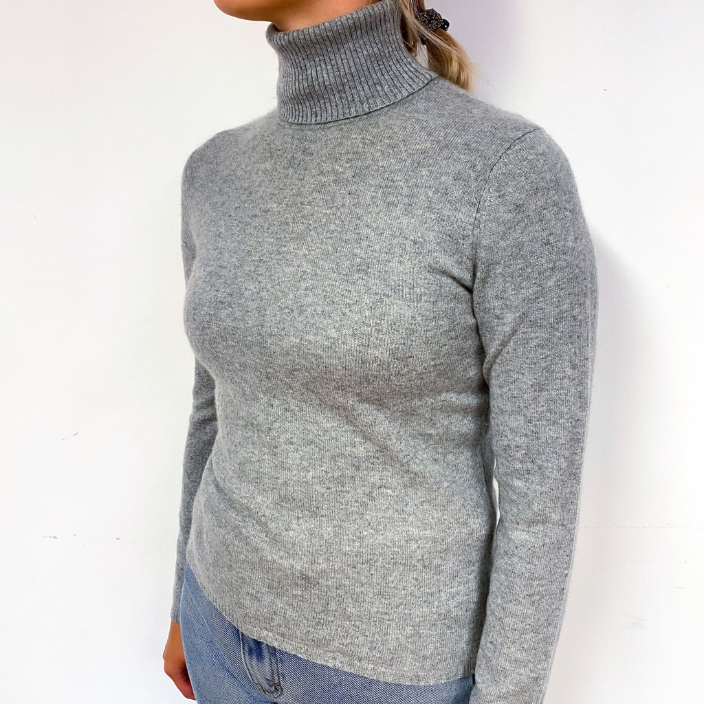 Smoke Grey Cashmere Polo Neck Jumper Small