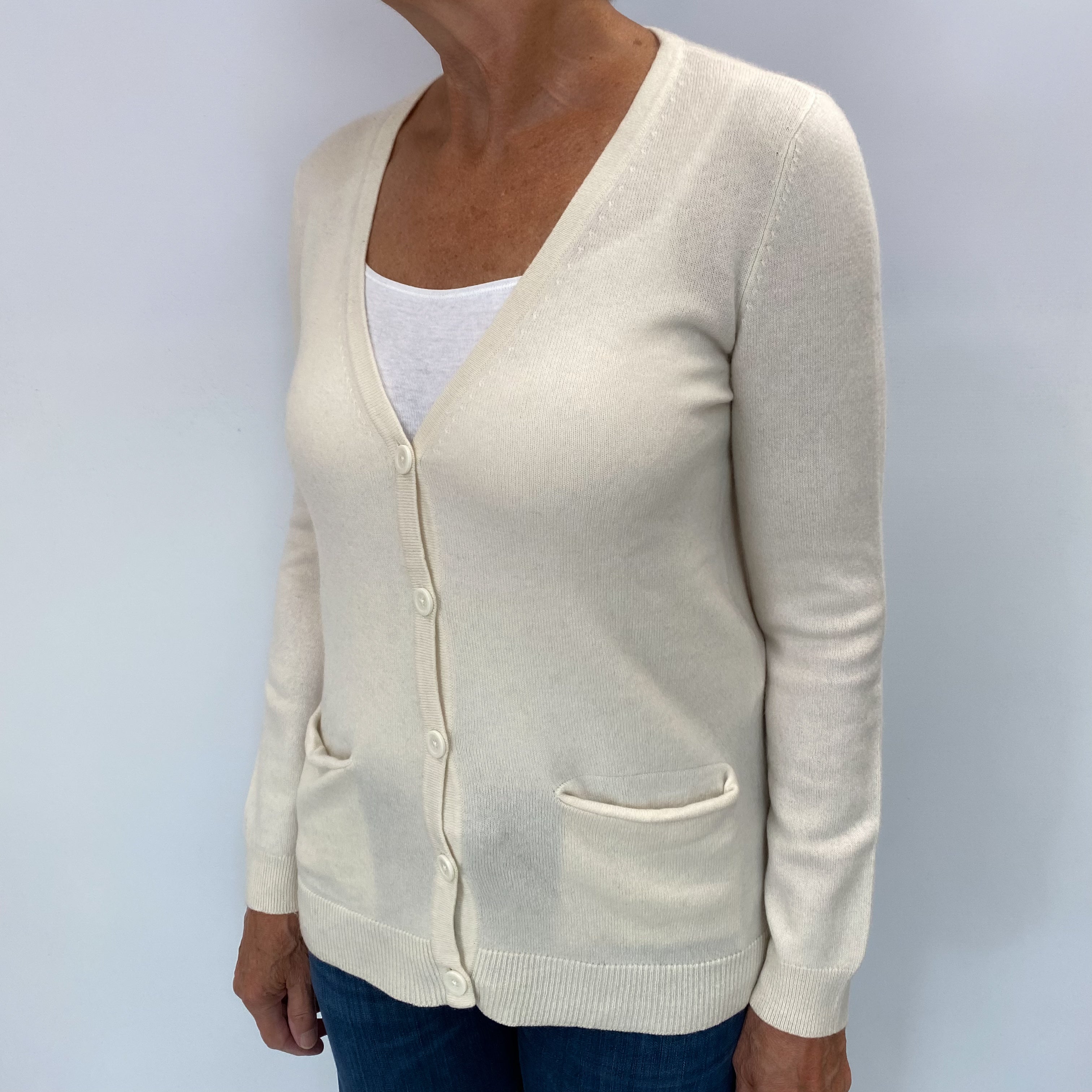 Vanilla Cream Cashmere Cardigan Medium