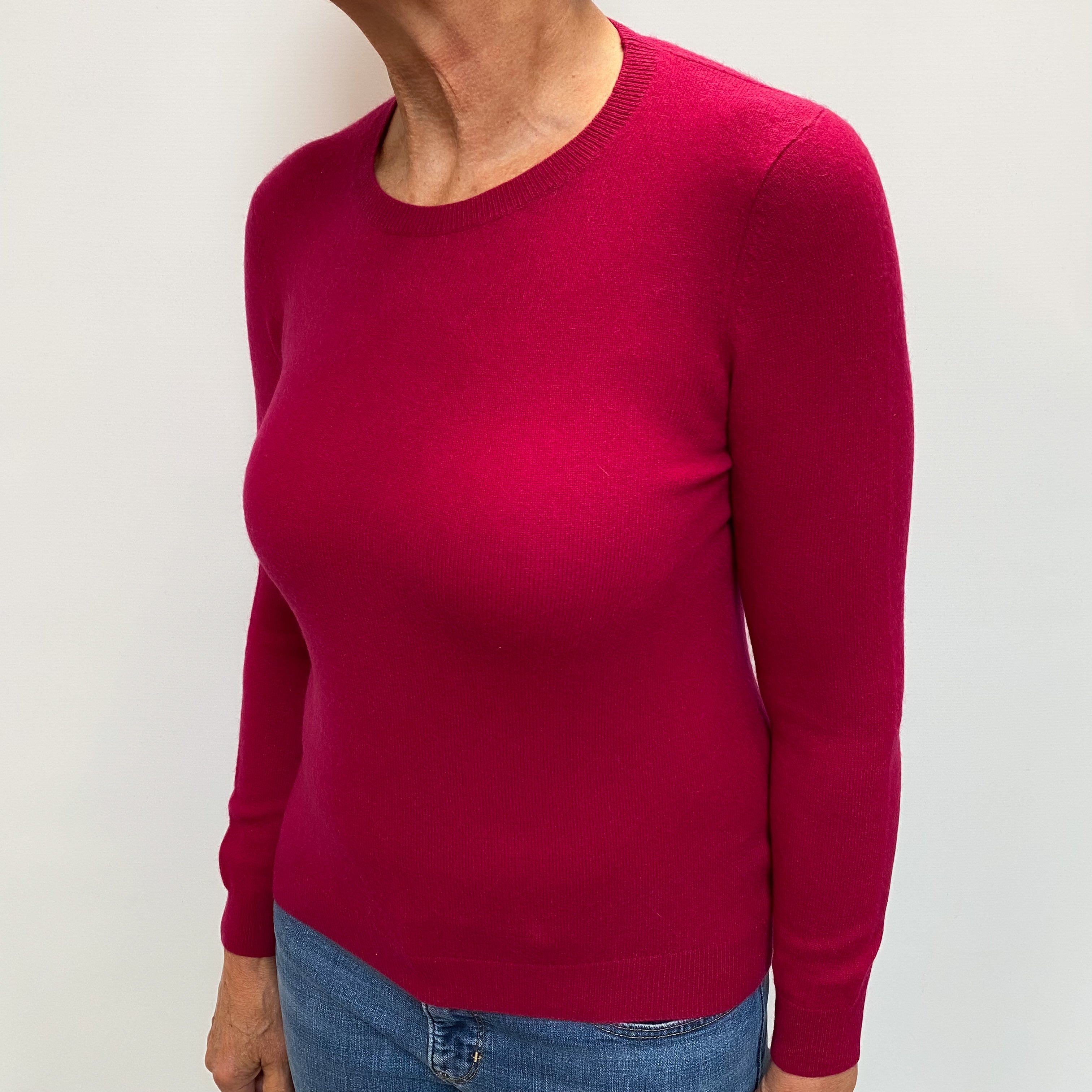 Cherry Pink Cashmere Crew Neck Jumper Medium Petite