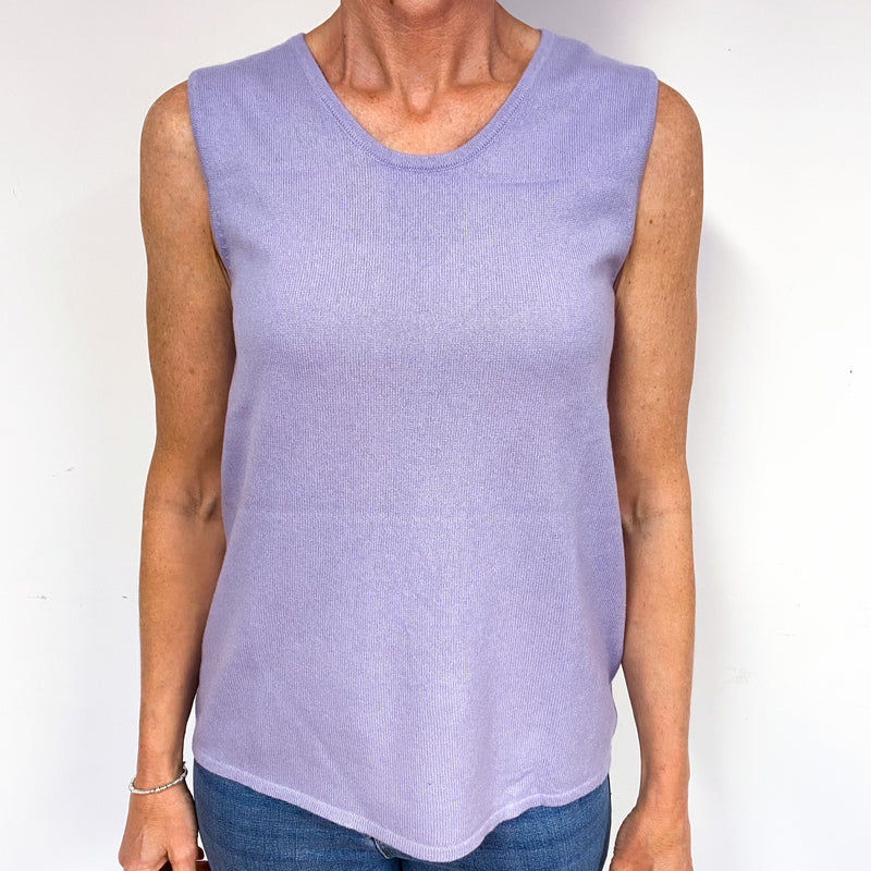 Lavender Purple Cashmere Crew Neck Tank Top Medium