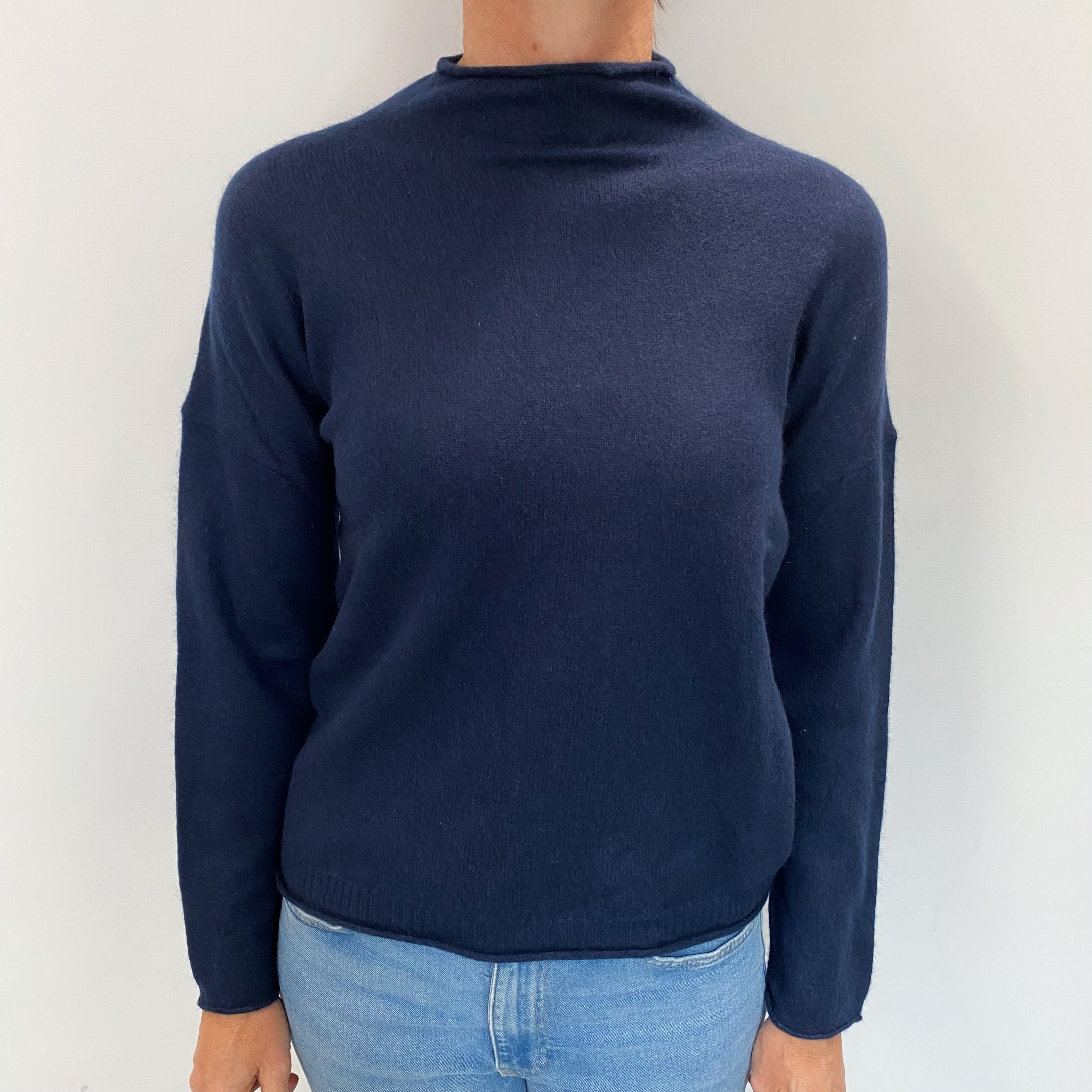 Navy Blue Cashmere Turtle Neck Jumper Small