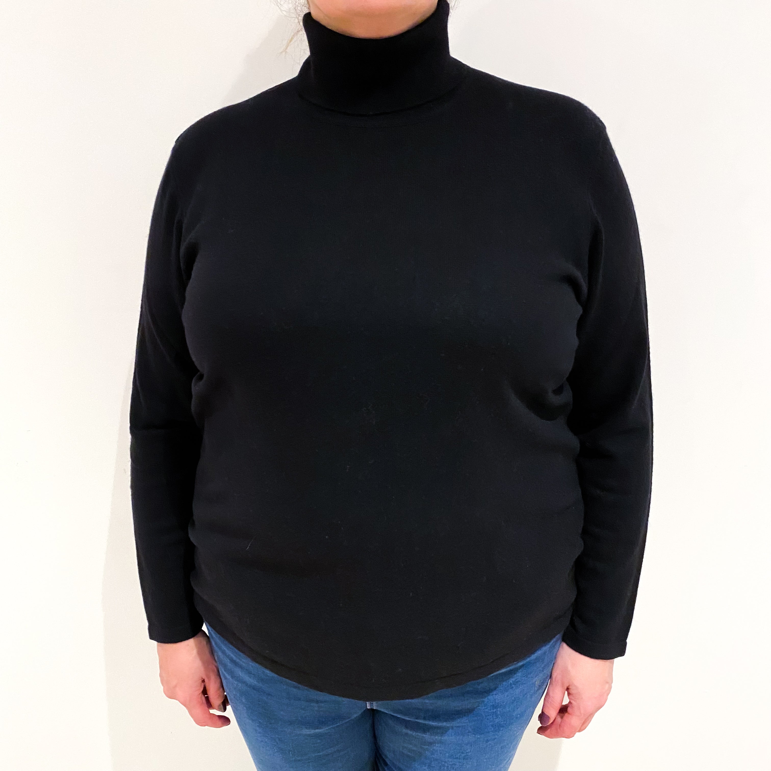 Black Cashmere Polo Neck Jumper Extra Extra Large