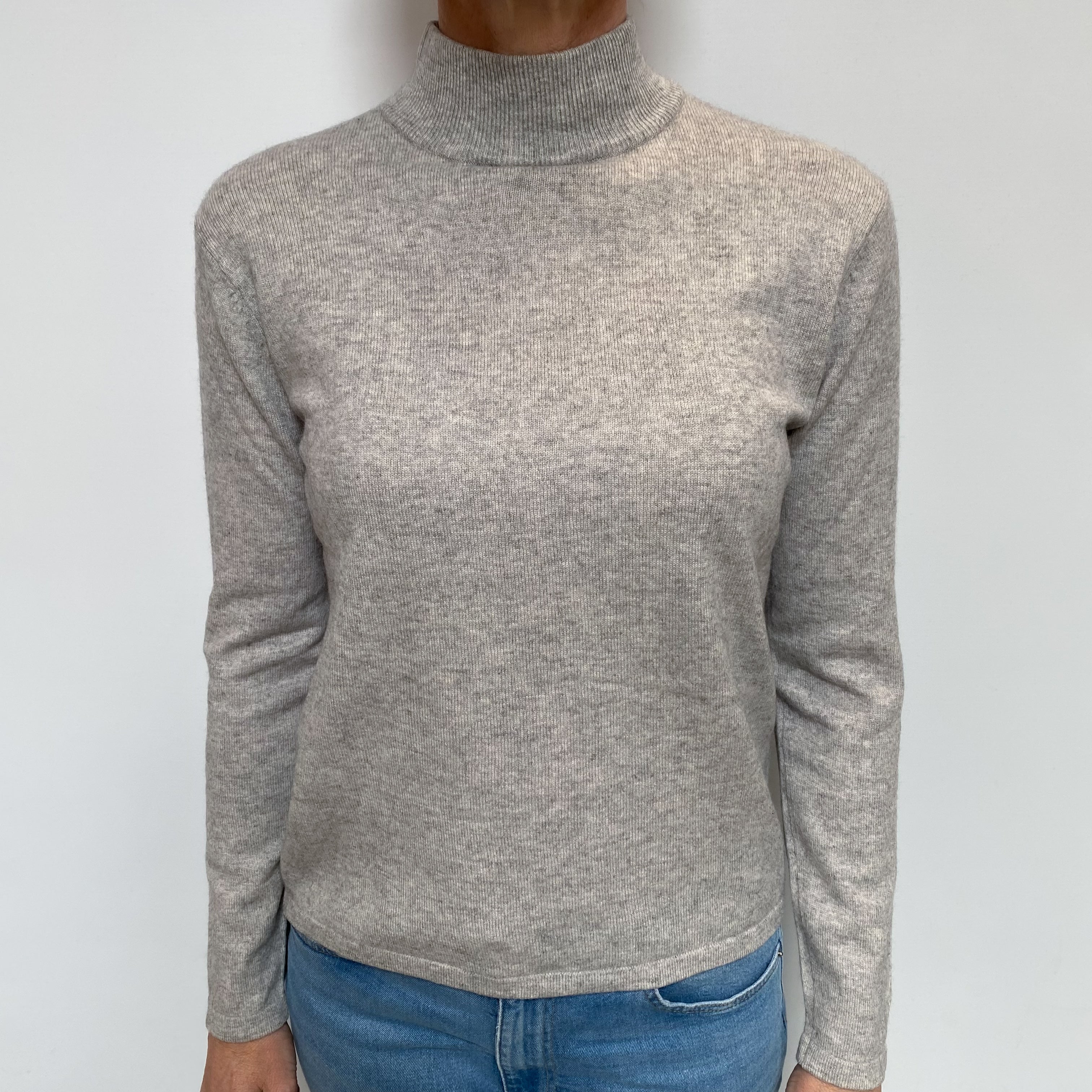 Smoke Grey Cashmere Turtle Neck Jumper Small