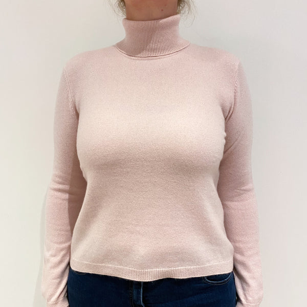 Ralph Lauren Shell Pink Cashmere Polo Neck Jumper Large