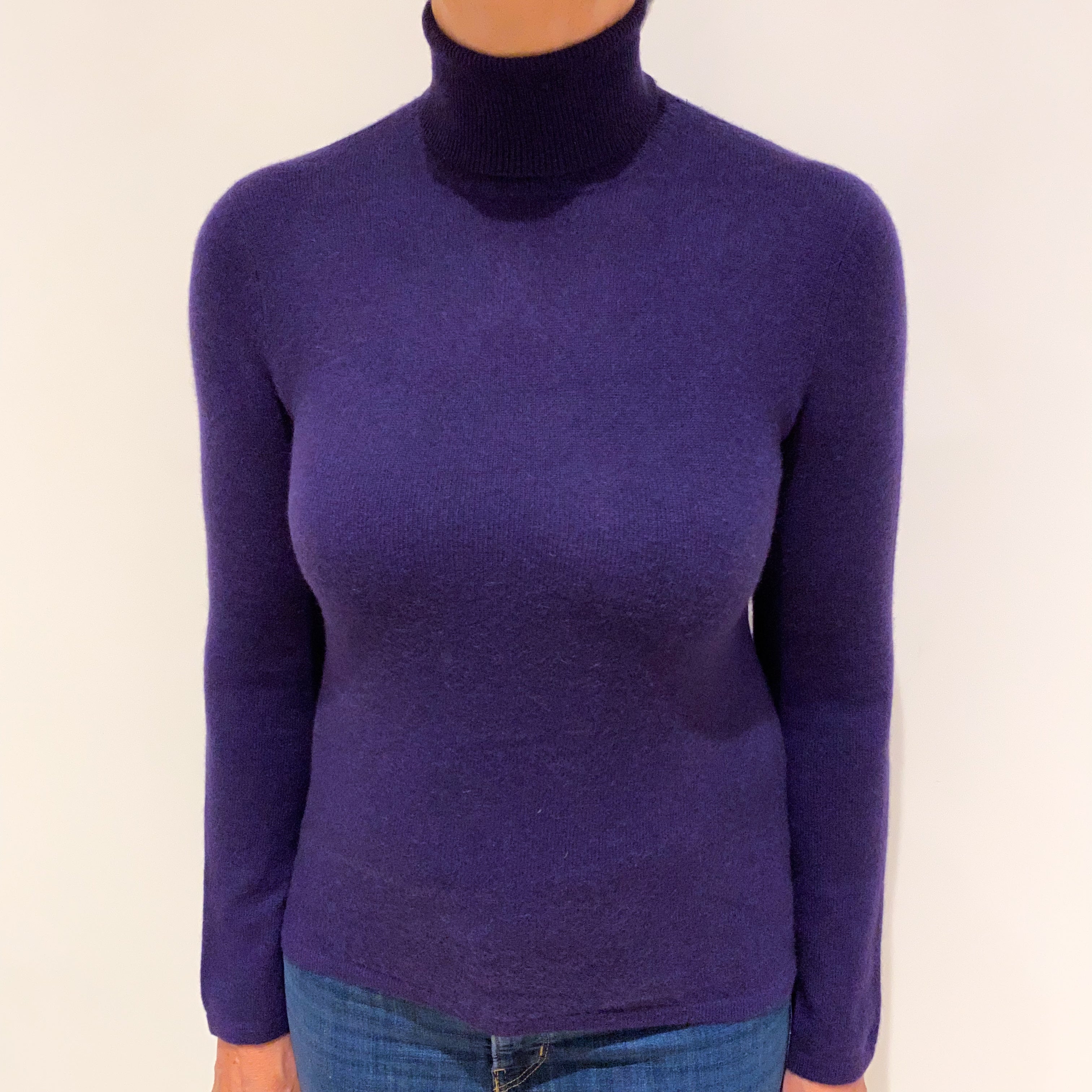 Iris Purple Cashmere Polo Neck Jumper Medium